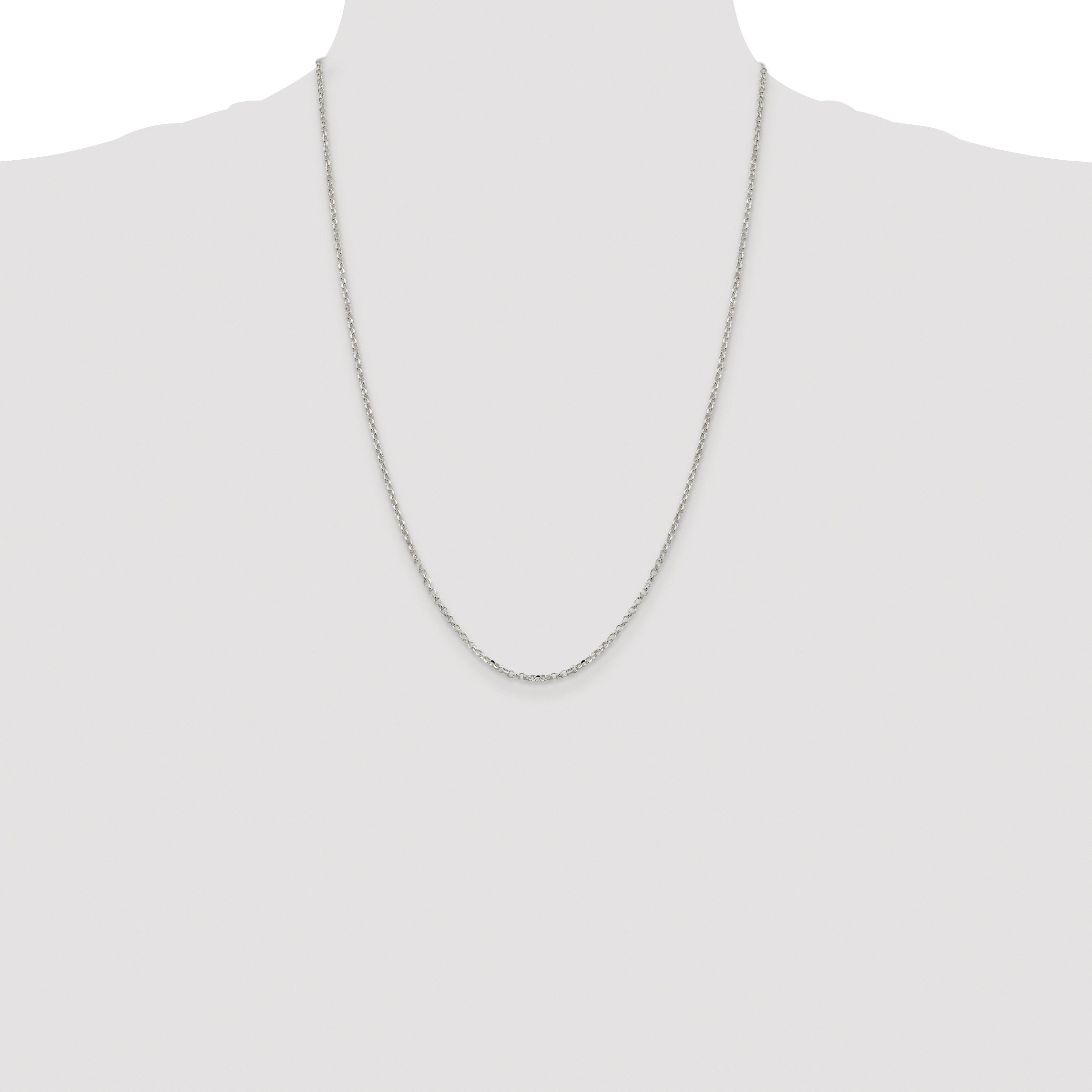 Sterling Silver Rhodium-plated 2.2mm Diamond-Cut Rolo Cable Chain
