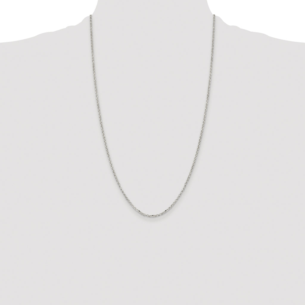 Sterling Silver Rhodium-plated 2.2mm Diamond-Cut Rolo Cable Chain