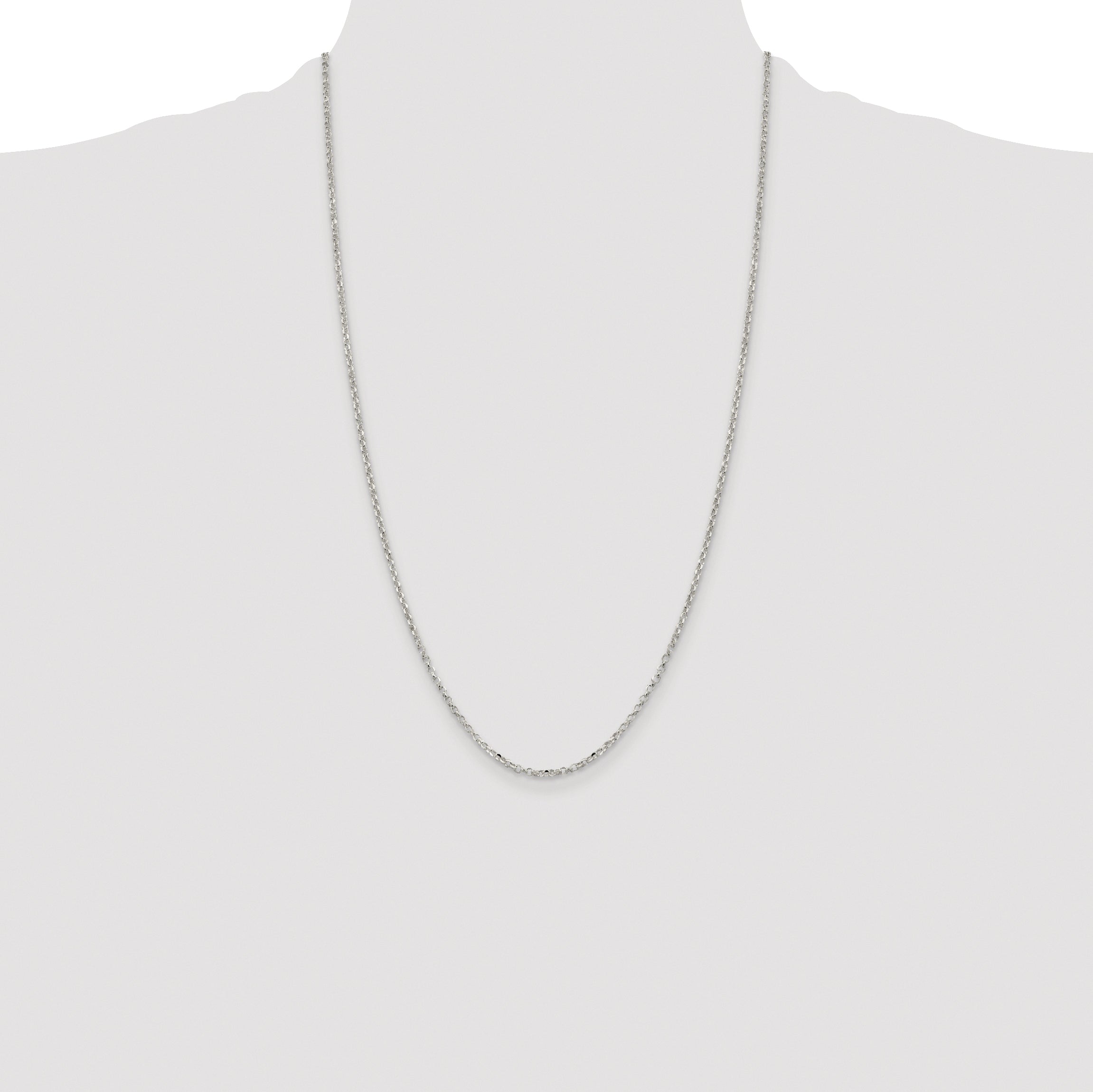Sterling Silver Rhodium-plated 2.2mm Diamond-Cut Rolo Cable Chain