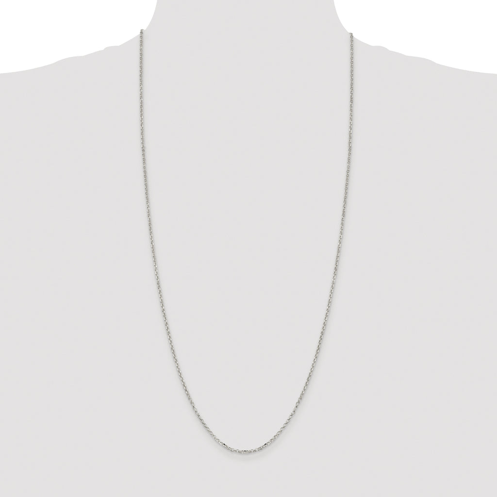 Sterling Silver Rhodium-plated 2.2mm Diamond-Cut Rolo Cable Chain