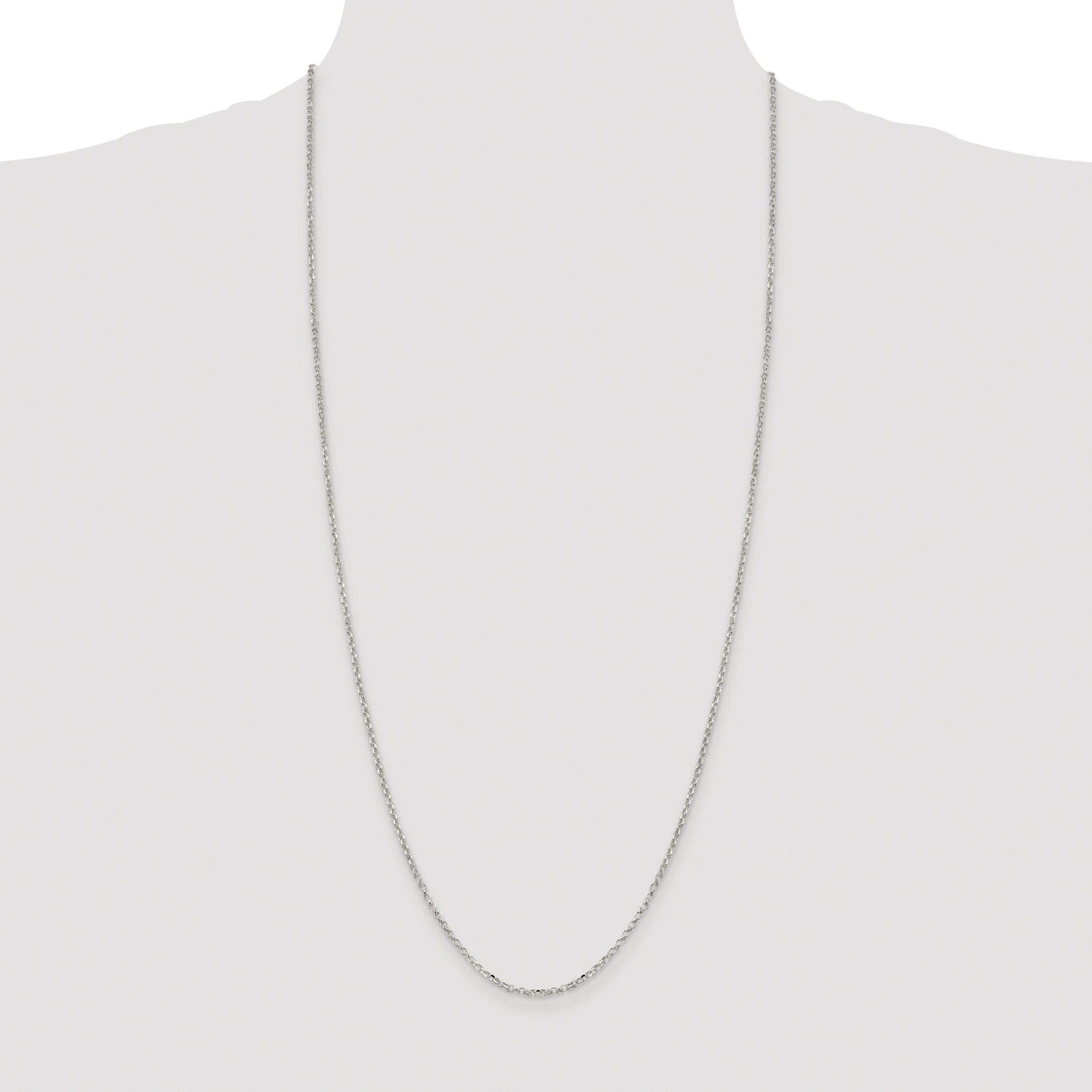 Sterling Silver Rhodium-plated 2.2mm Diamond-Cut Rolo Cable Chain