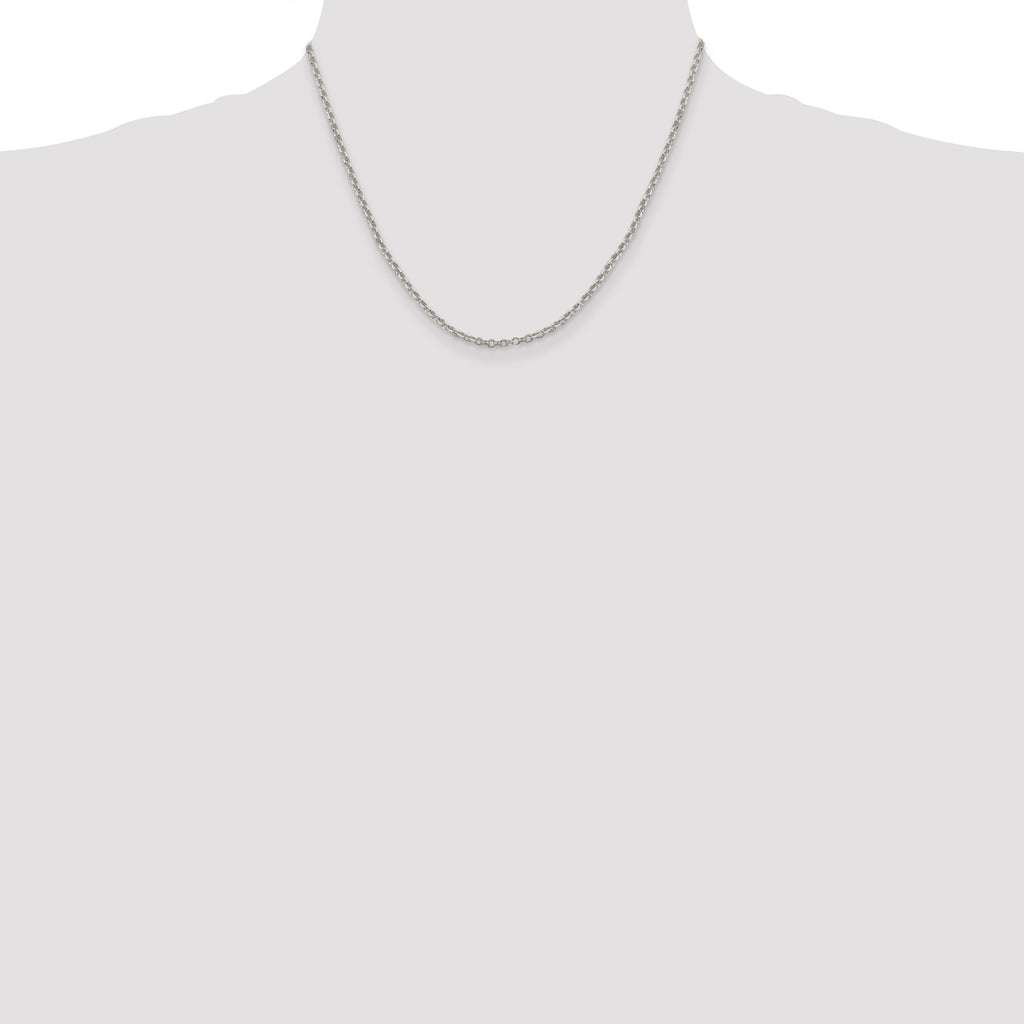 Sterling Silver 2.6mm Diamond-Cut Rolo Cable Chain