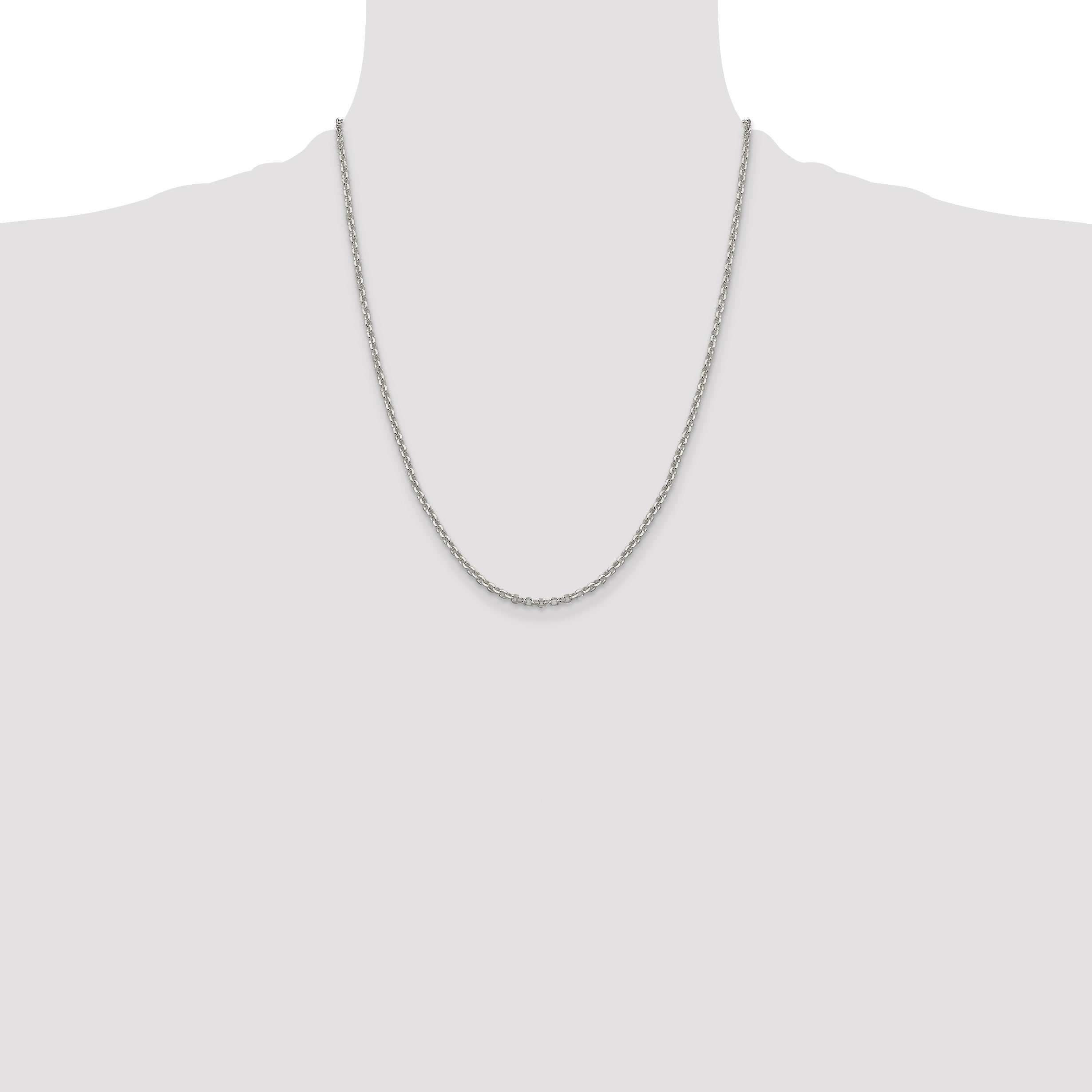 Sterling Silver 2.6mm Diamond-Cut Rolo Cable Chain