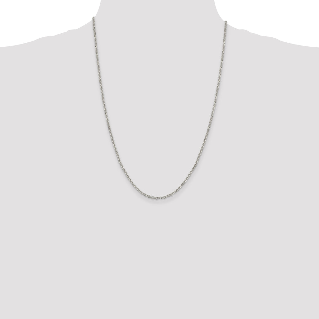 Sterling Silver 2.6mm Diamond-Cut Rolo Cable Chain
