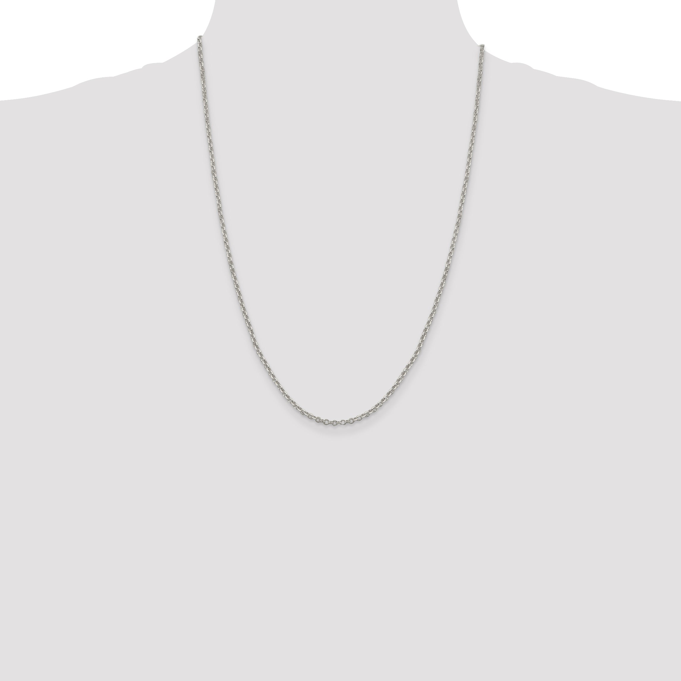 Sterling Silver 2.6mm Diamond-Cut Rolo Cable Chain