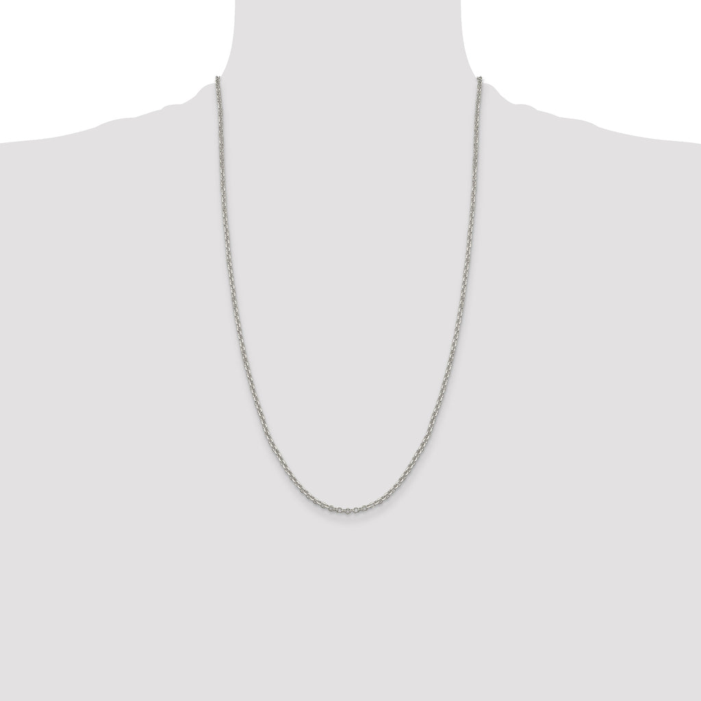 Sterling Silver 2.6mm Diamond-Cut Rolo Cable Chain