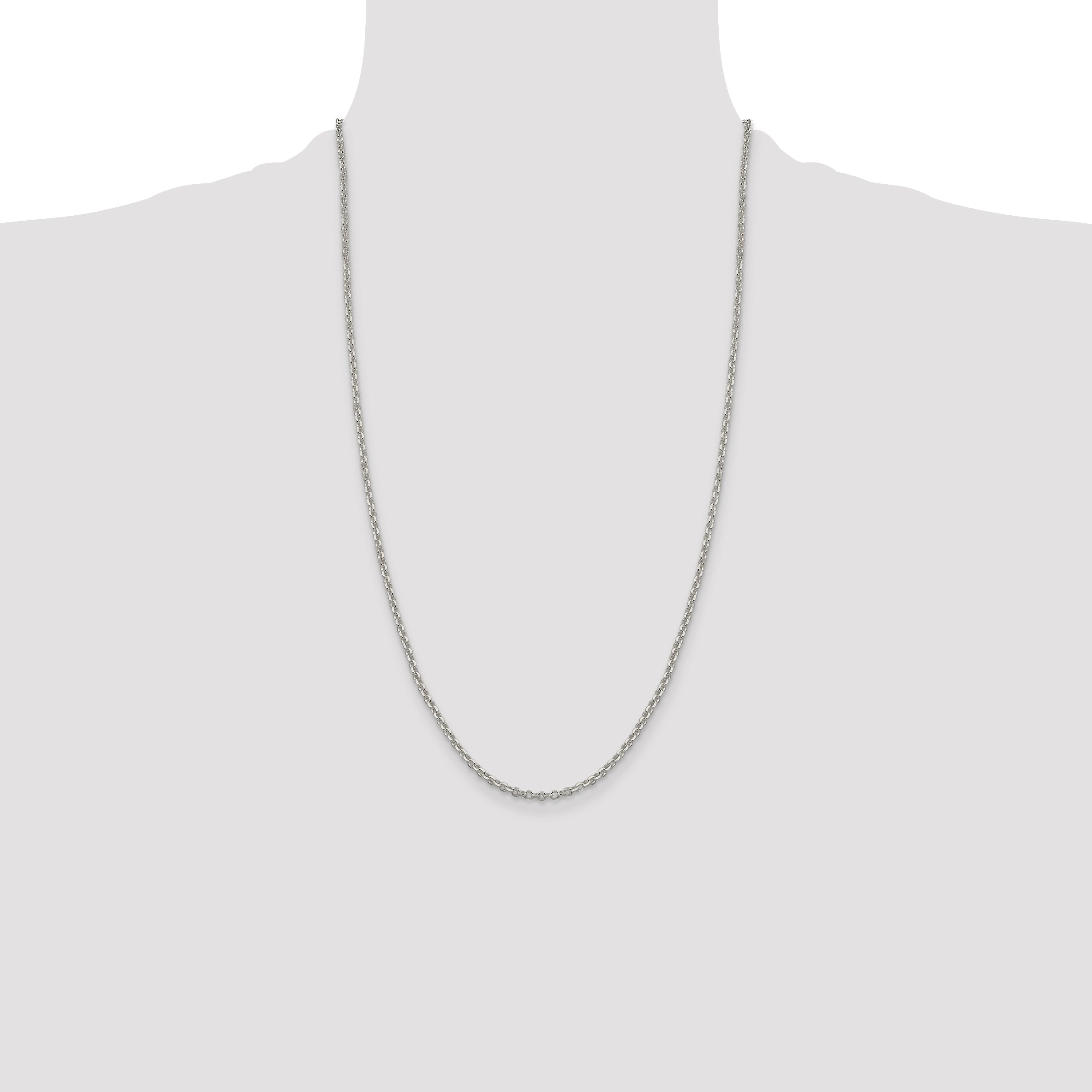 Sterling Silver 2.6mm Diamond-Cut Rolo Cable Chain