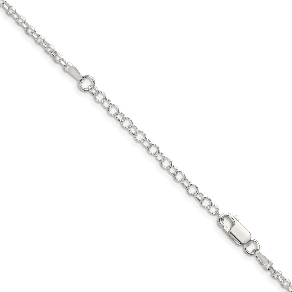 Sterling Silver 2.6mm Diamond-Cut With Extension ext. Rolo Cable Chain