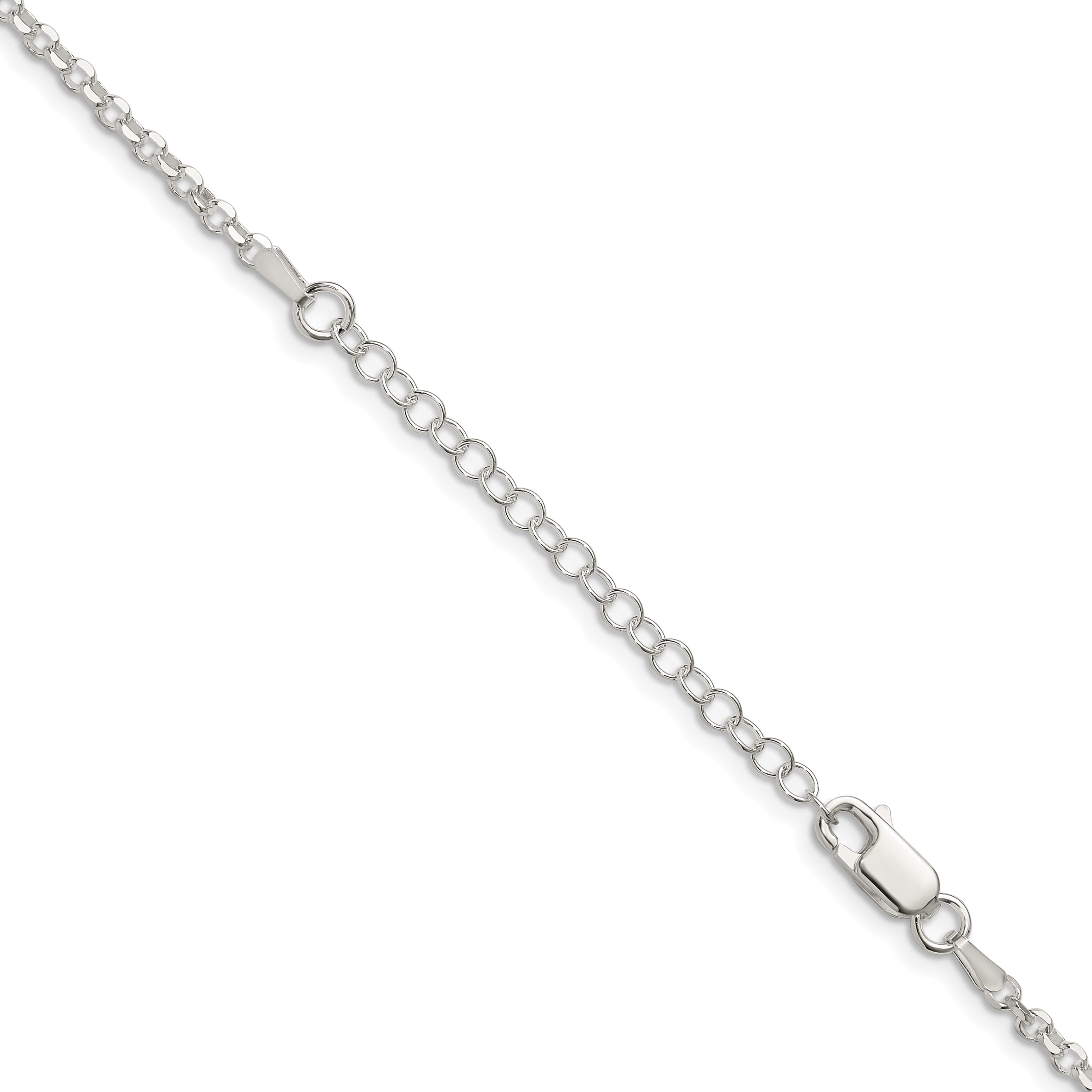 Sterling Silver 2.6mm Diamond-Cut With Extension ext. Rolo Cable Chain