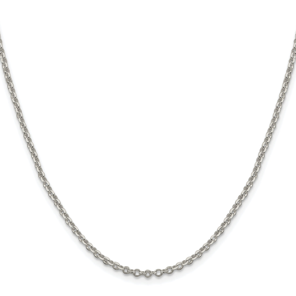 Sterling Silver Rh-plated 2.6mm Diamond-Cut With Extension ext. Rolo Cable Chain