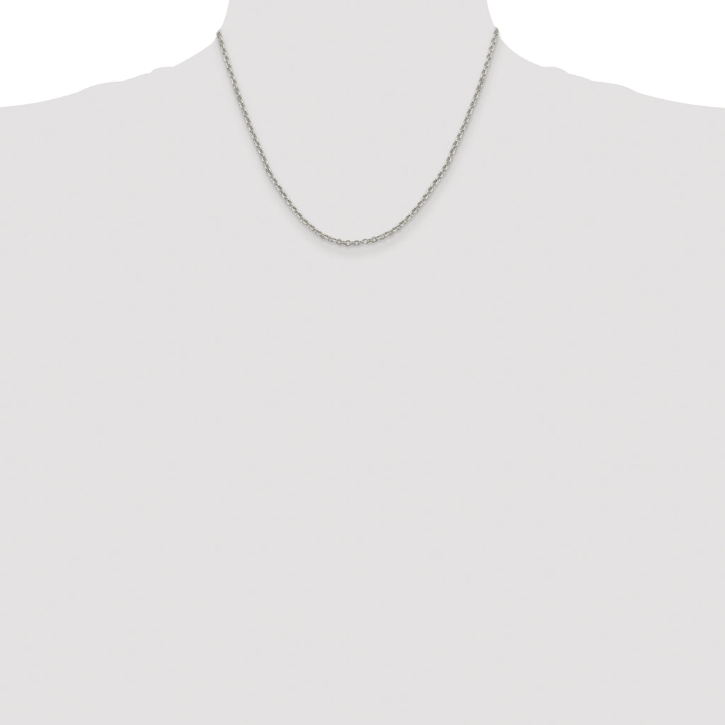 Sterling Silver Rhodium-plated 2.6mm Diamond-Cut Rolo Cable Chain