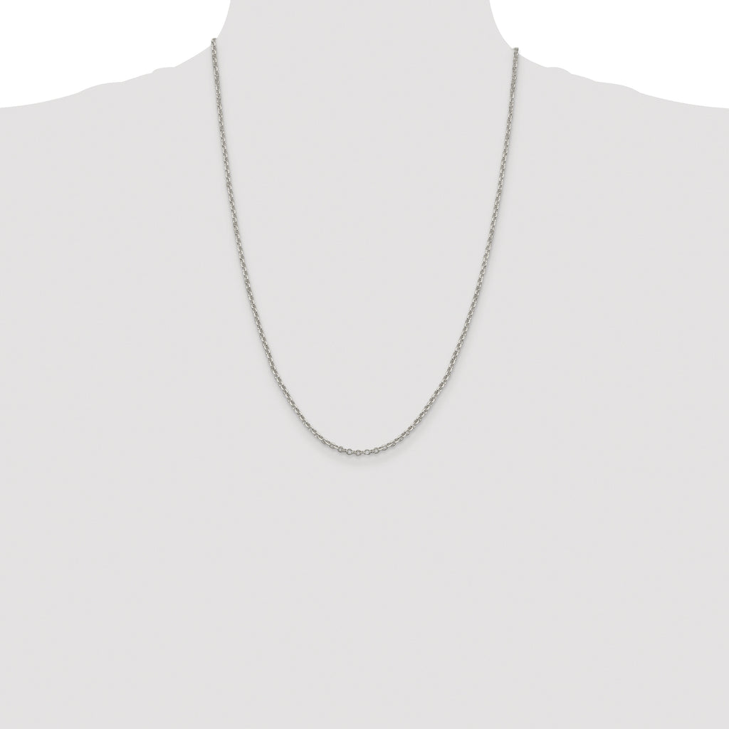 Sterling Silver Rhodium-plated 2.6mm Diamond-Cut Rolo Cable Chain