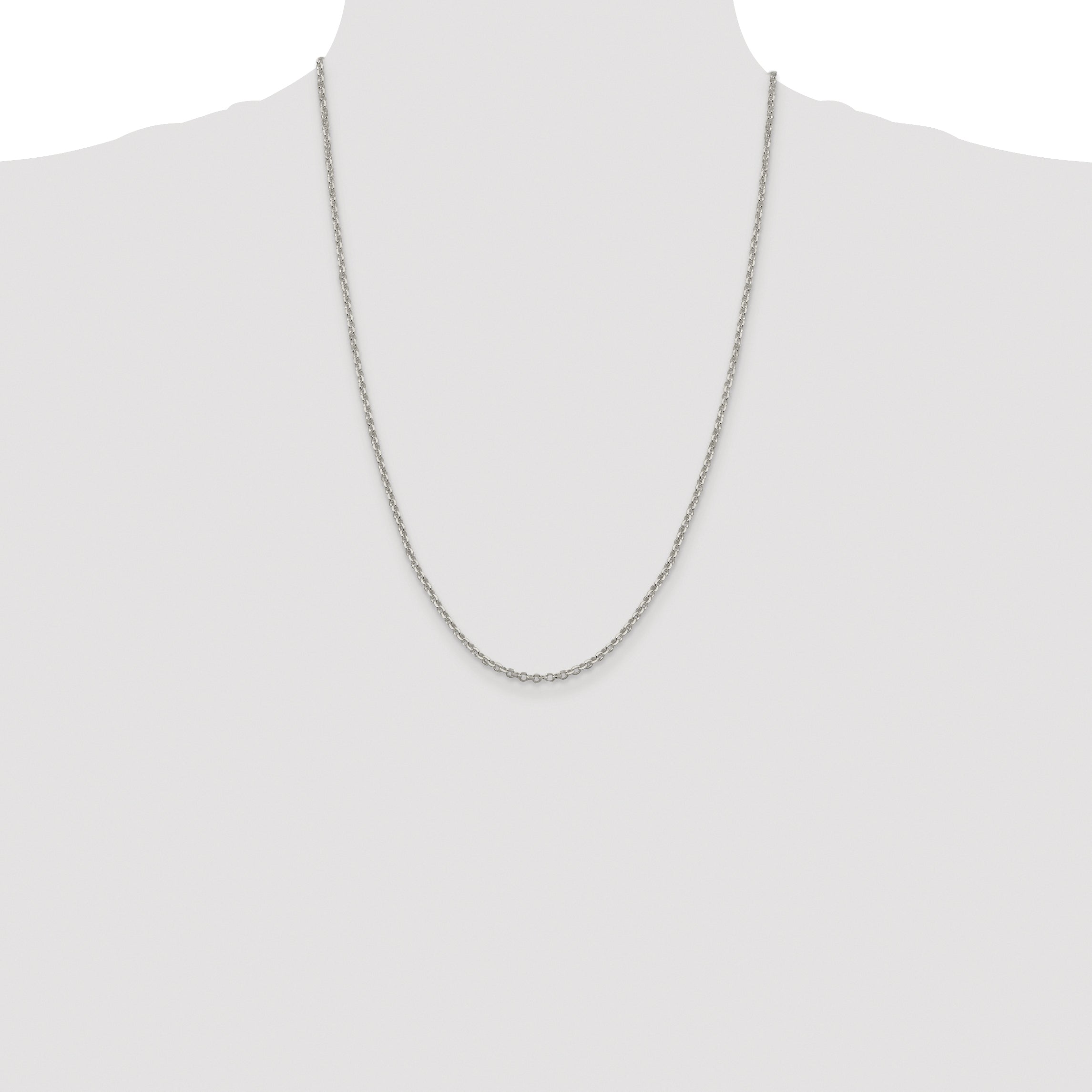 Sterling Silver Rhodium-plated 2.6mm Diamond-Cut Rolo Cable Chain