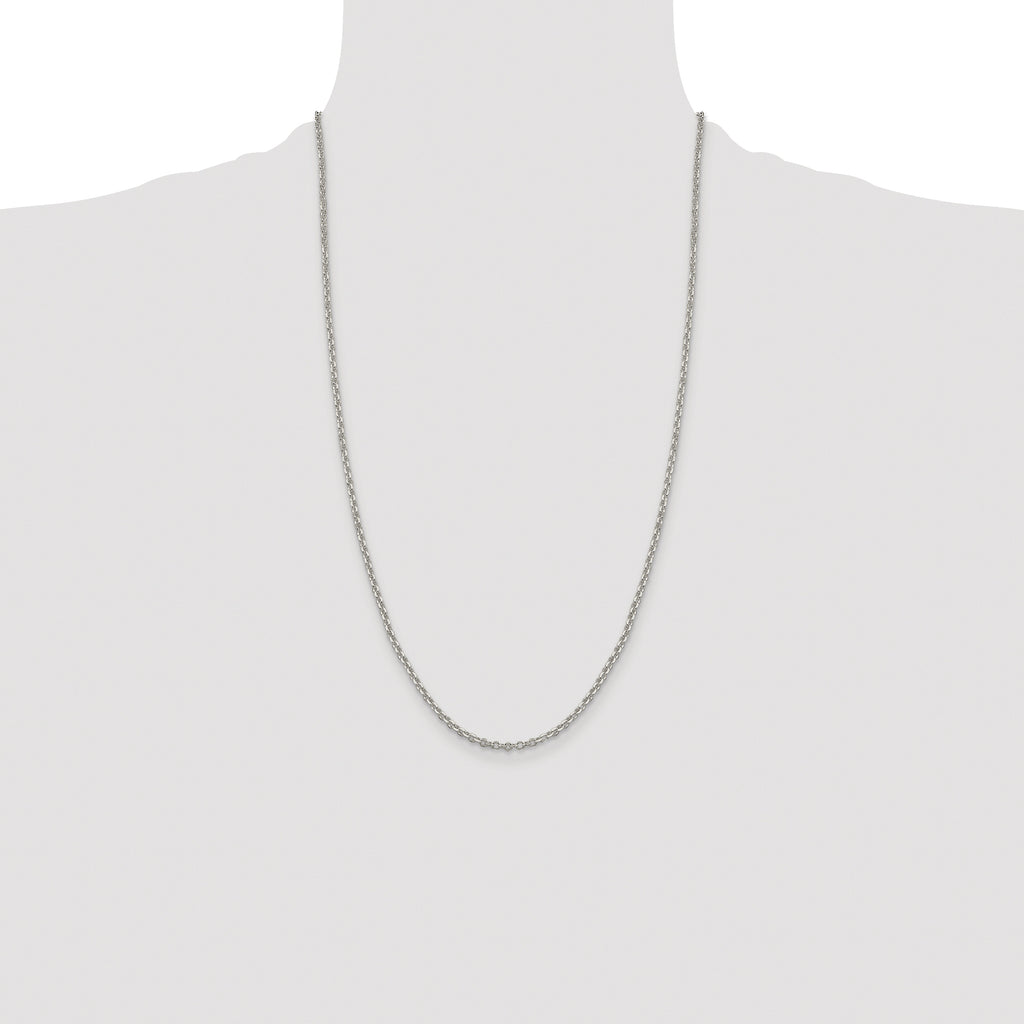 Sterling Silver Rhodium-plated 2.6mm Diamond-Cut Rolo Cable Chain