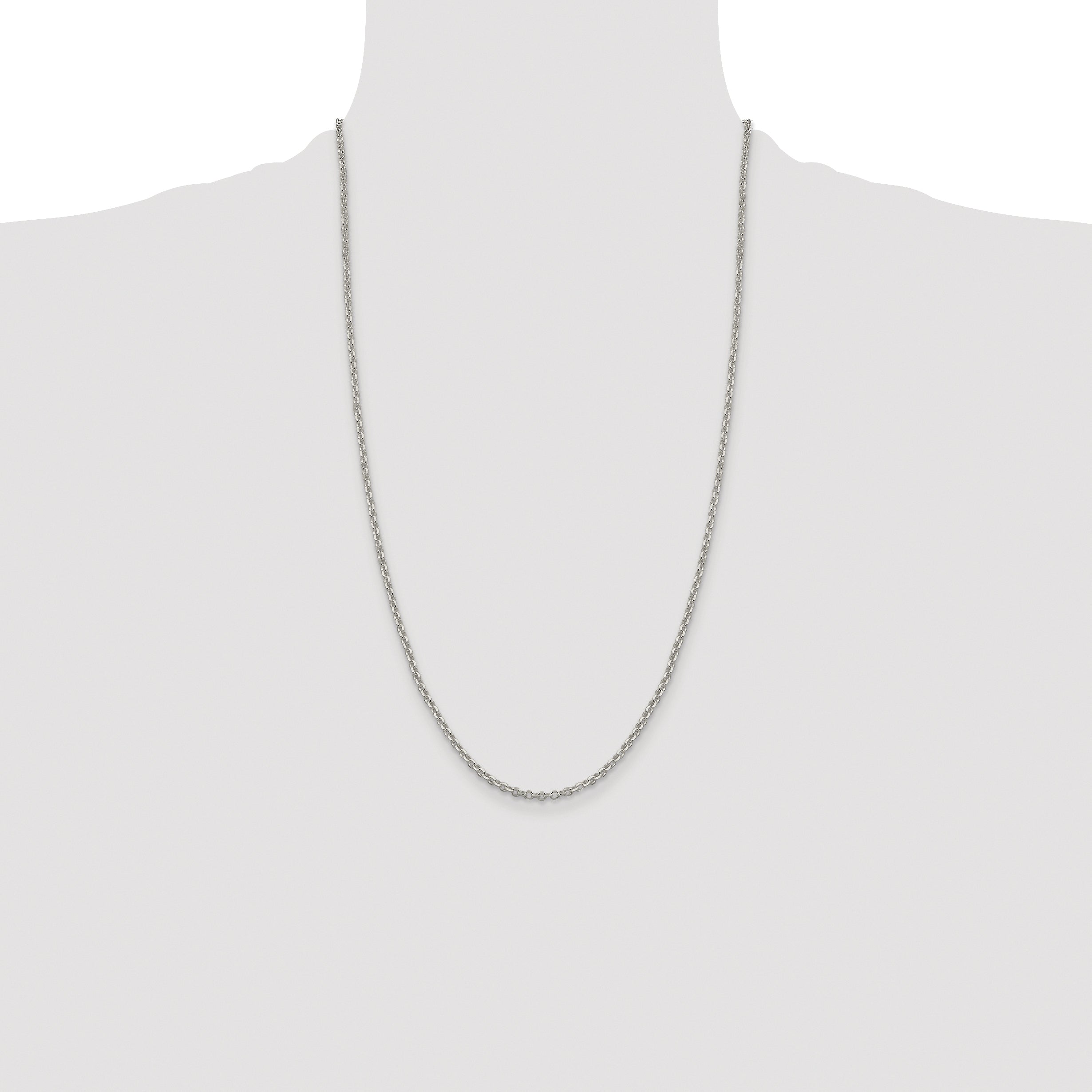 Sterling Silver Rhodium-plated 2.6mm Diamond-Cut Rolo Cable Chain
