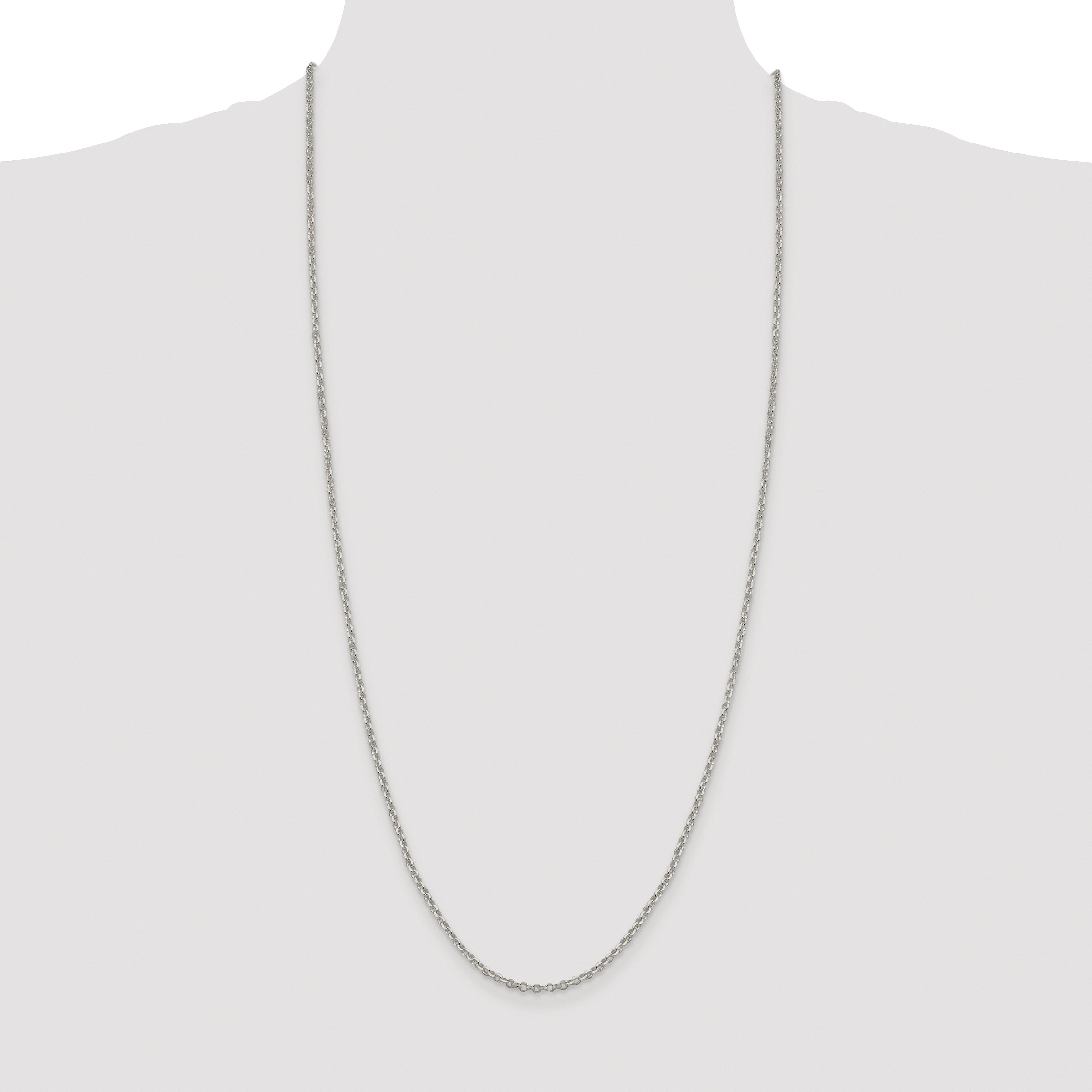 Sterling Silver Rhodium-plated 2.6mm Diamond-Cut Rolo Cable Chain