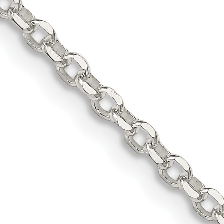 Sterling Silver 2.6mm Diamond-Cut With Extension ext. Rolo Cable Chain