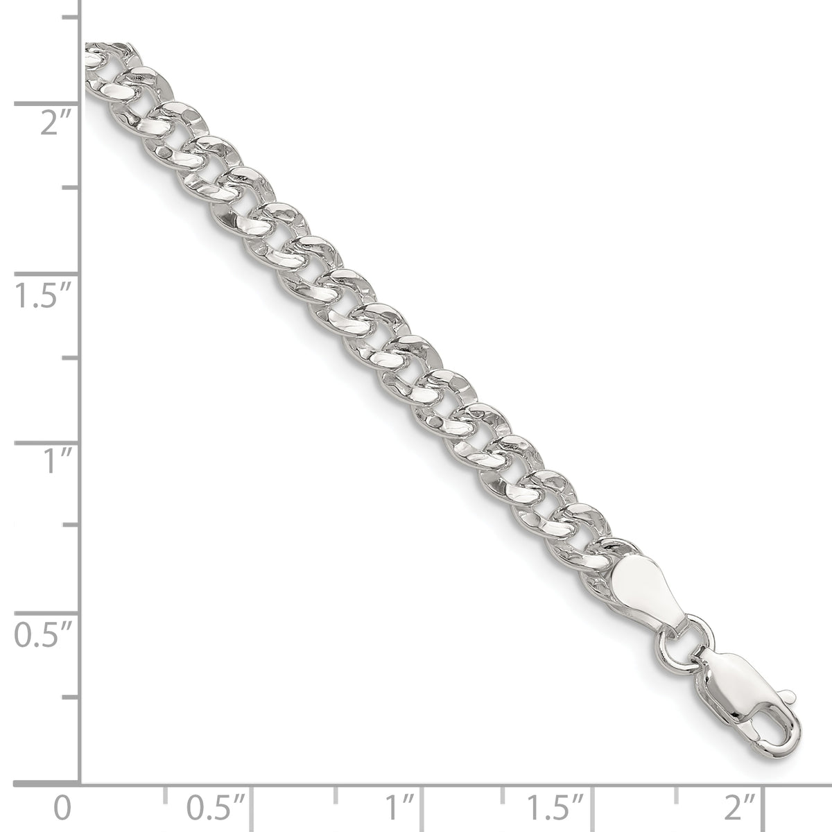 Sterling Silver 4.75mm Hammered Curb Chain