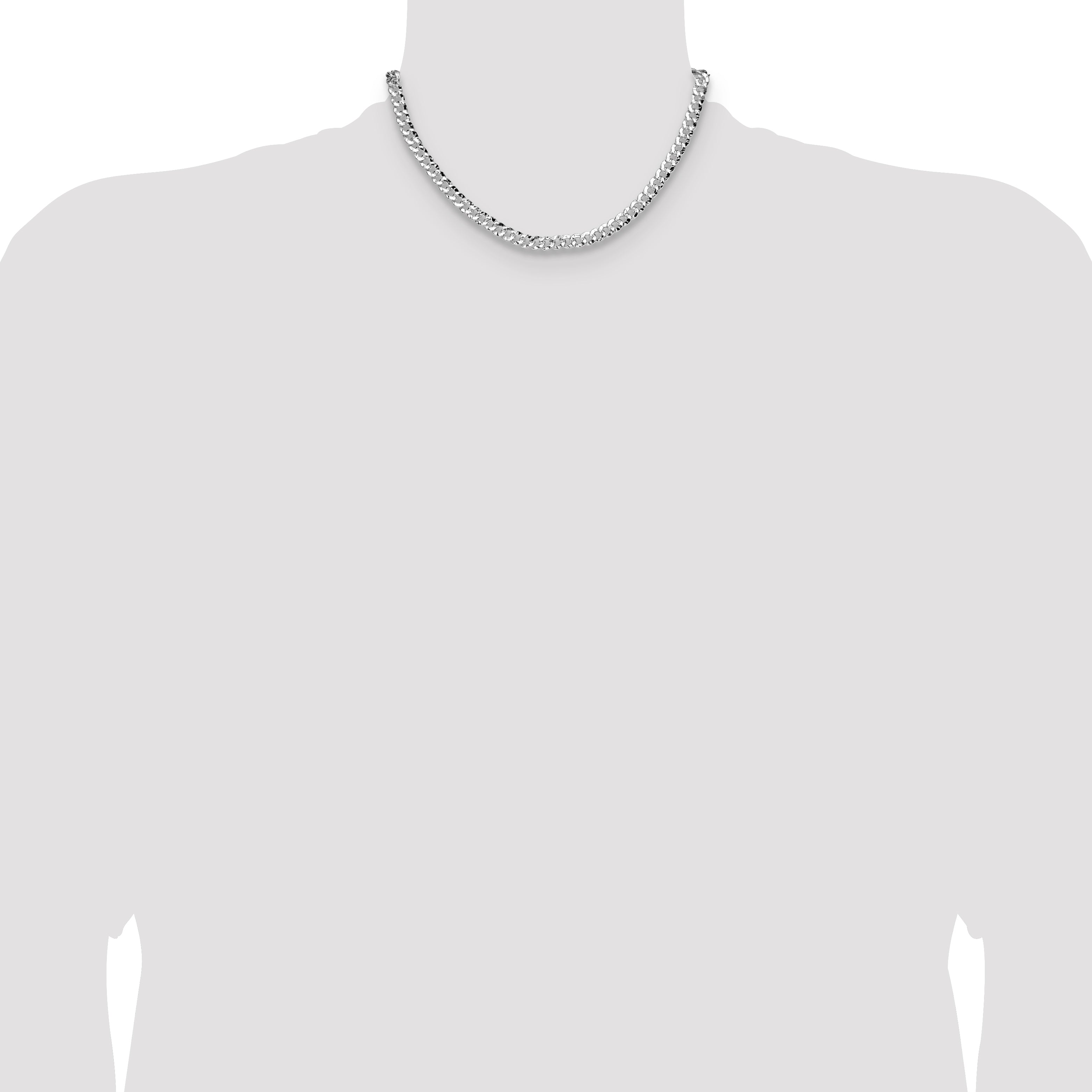 Sterling Silver 6.35mm Hammered Curb Chain