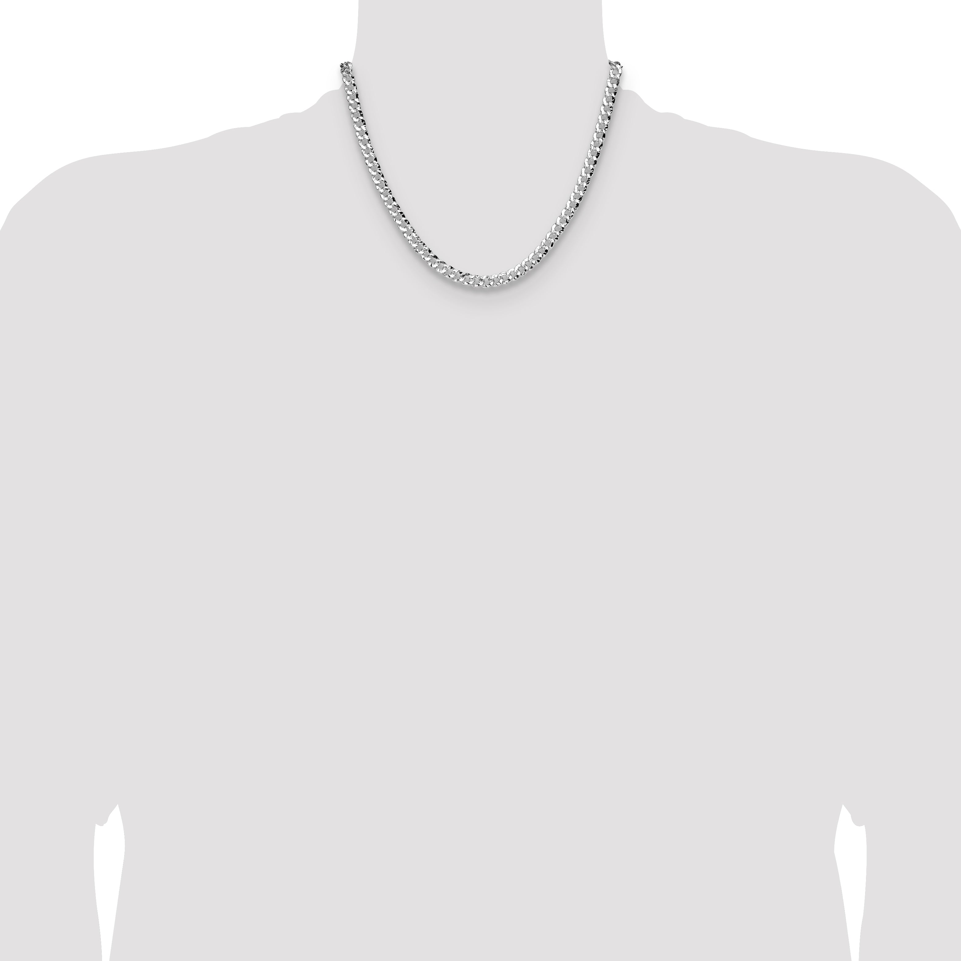 Sterling Silver 6.35mm Hammered Curb Chain