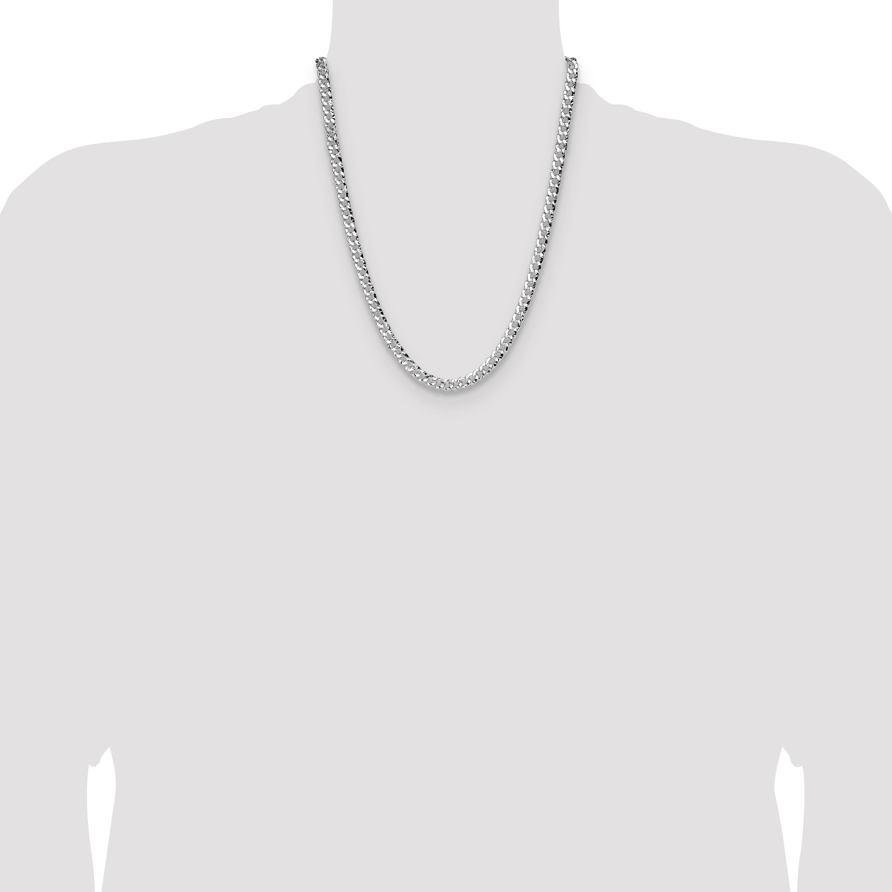 Sterling Silver 6.35mm Hammered Curb Chain