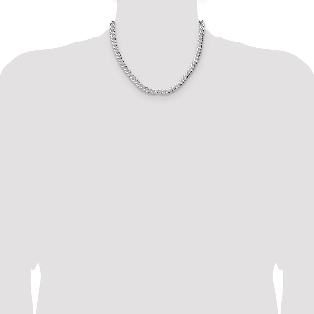 Sterling Silver 7.6mm Hammered Curb Chain