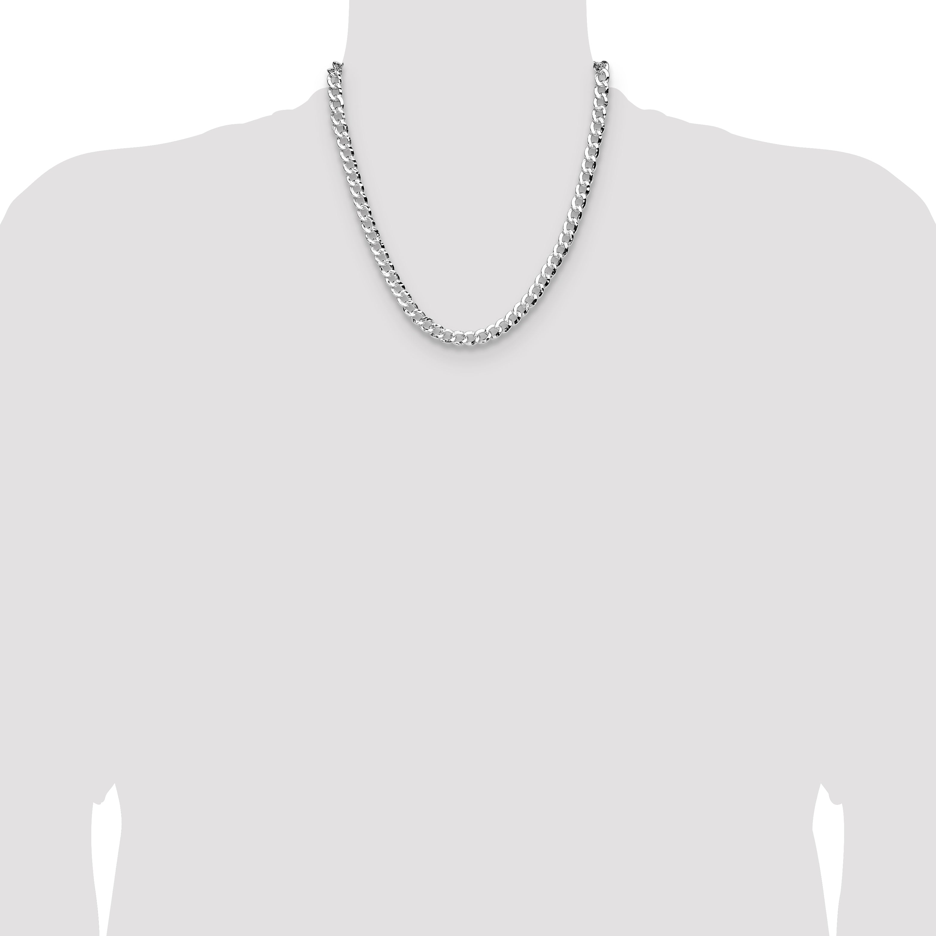 Sterling Silver 7.6mm Hammered Curb Chain