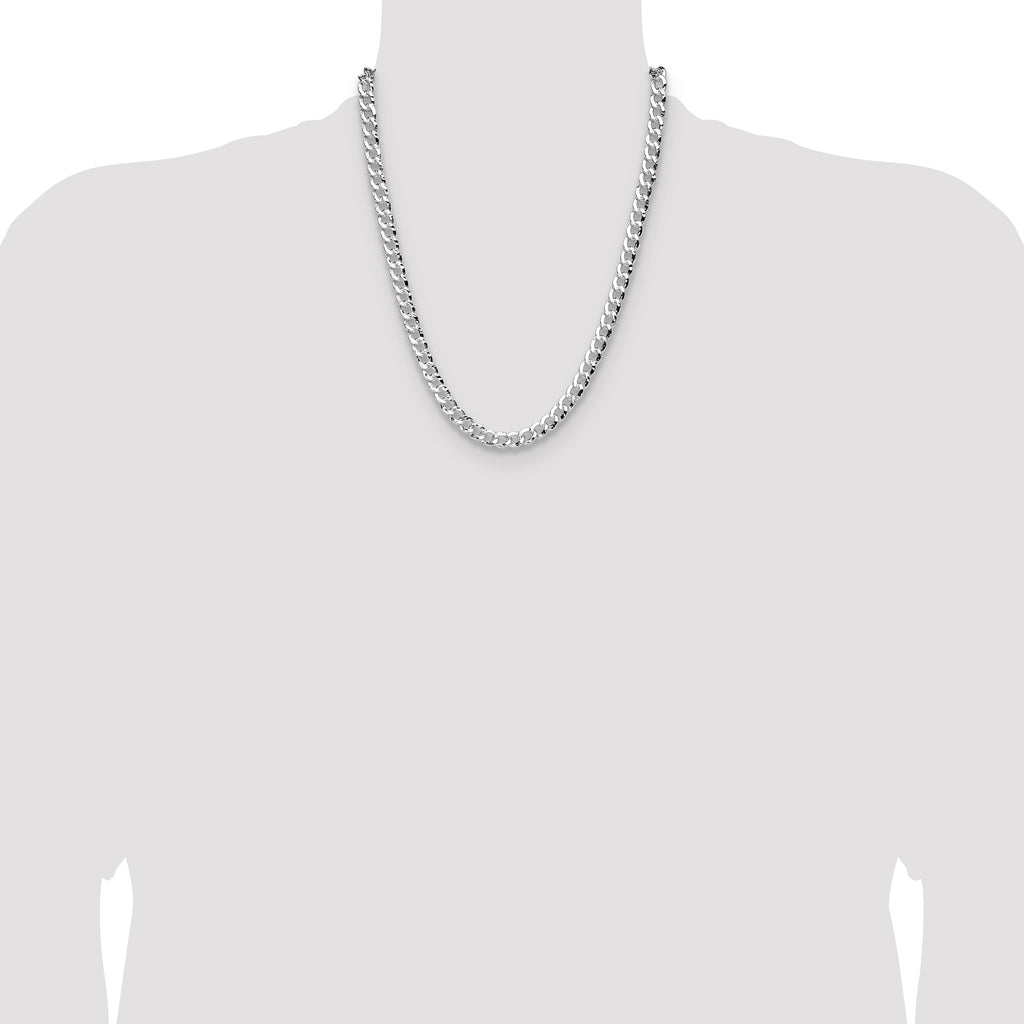 Sterling Silver 7.6mm Hammered Curb Chain