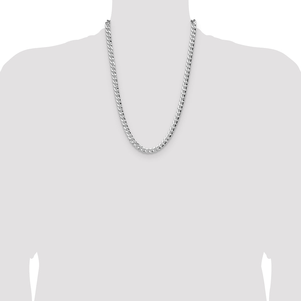 Sterling Silver 7.6mm Hammered Curb Chain