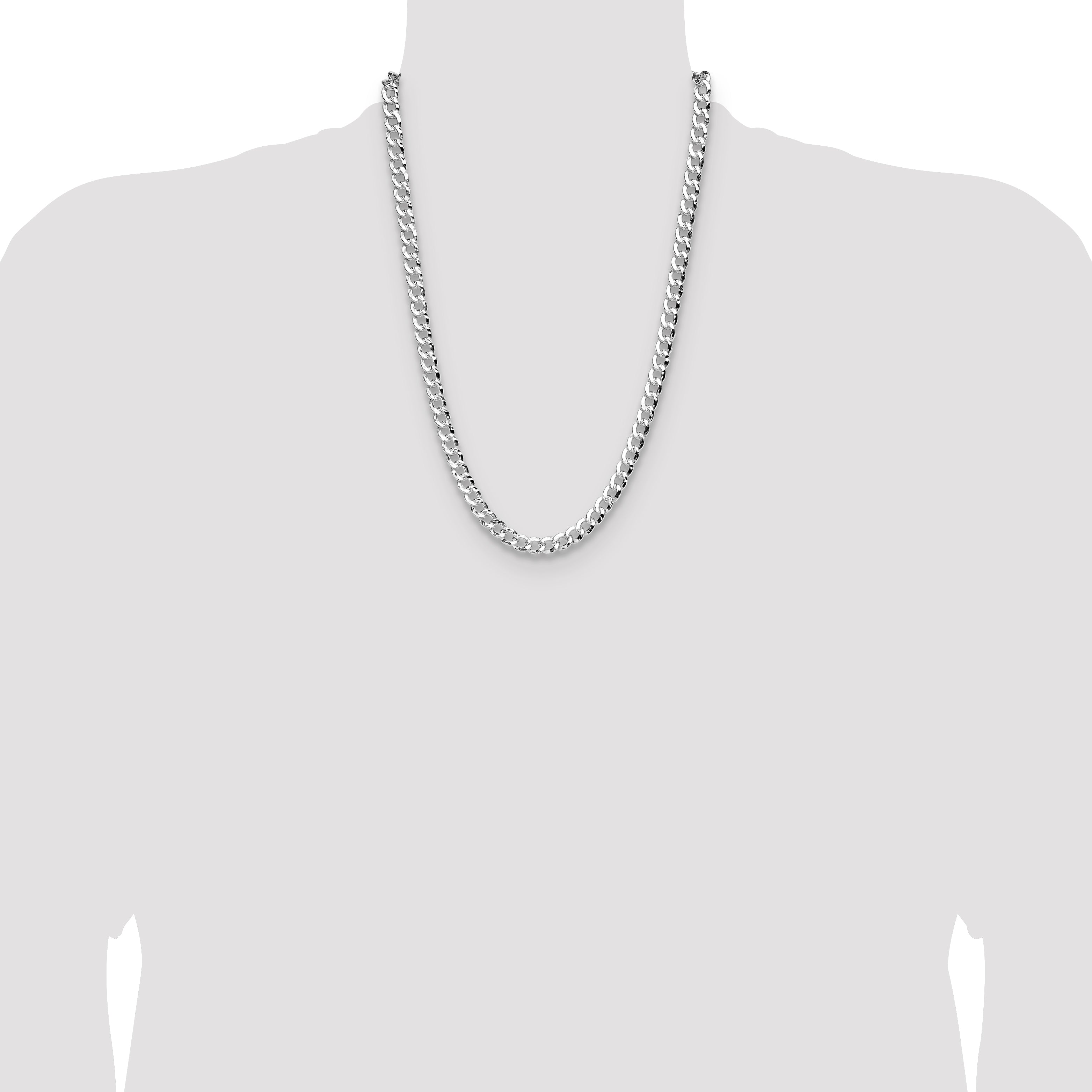 Sterling Silver 7.6mm Hammered Curb Chain