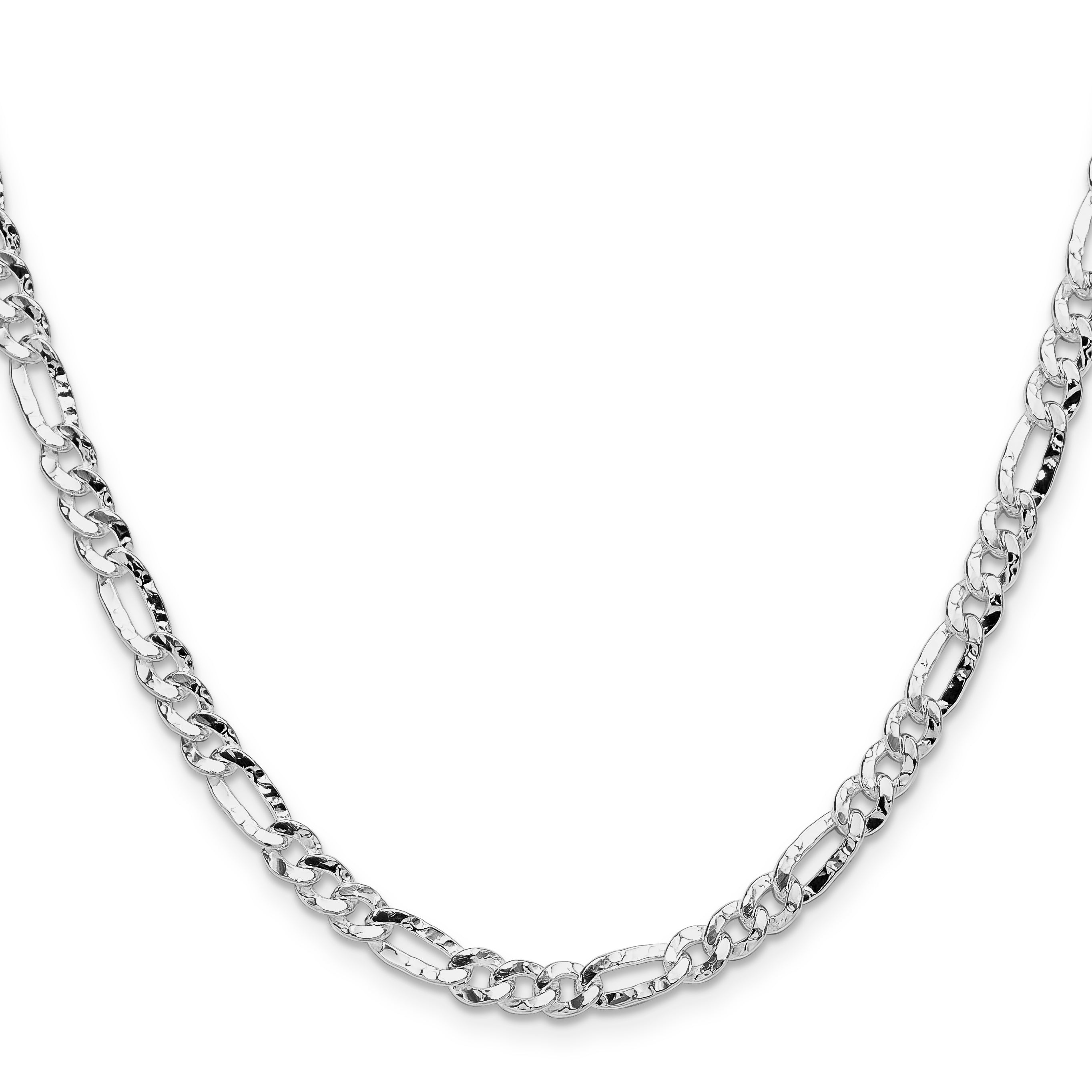 Sterling Silver 4.75mm Hammered Figaro Chain