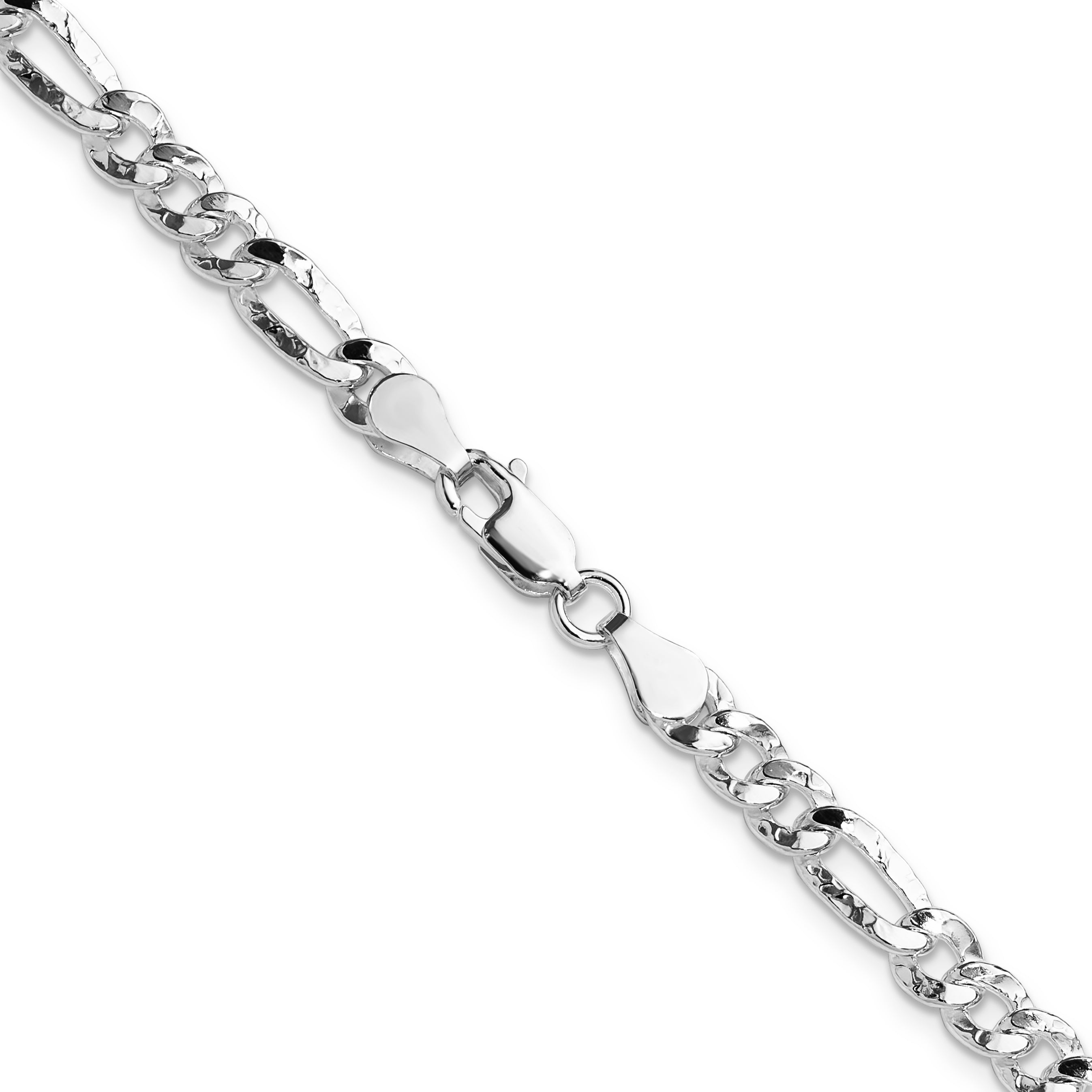 Sterling Silver 4.75mm Hammered Figaro Chain