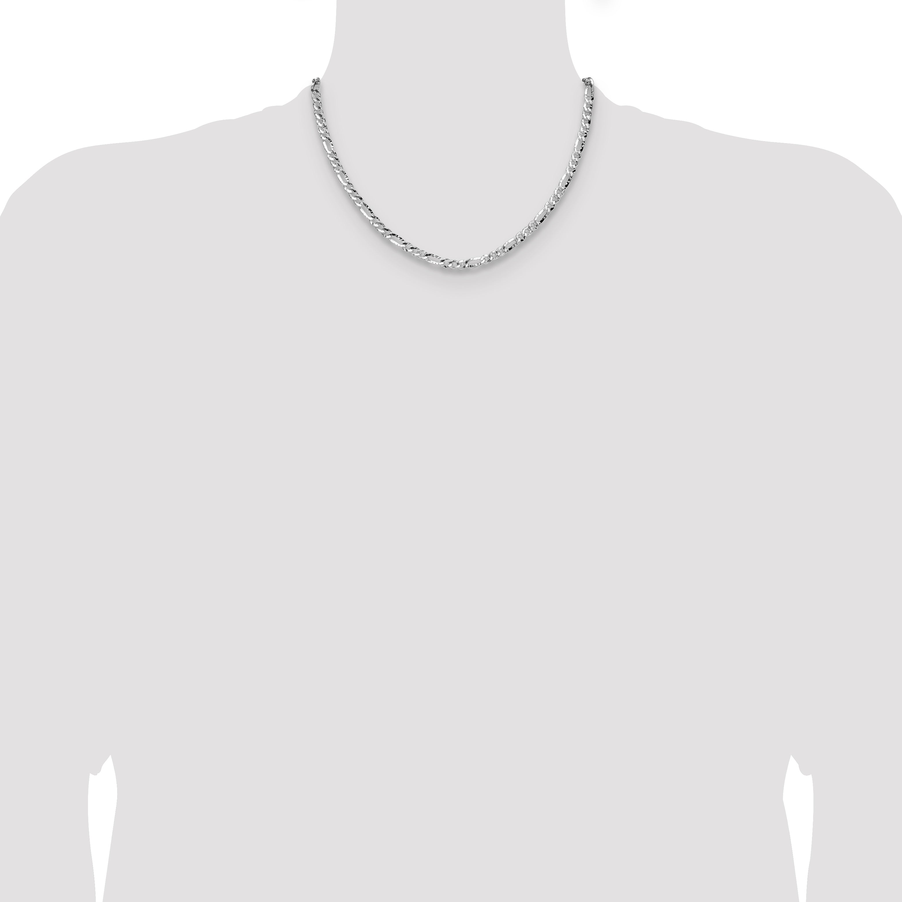 Sterling Silver 4.75mm Hammered Figaro Chain