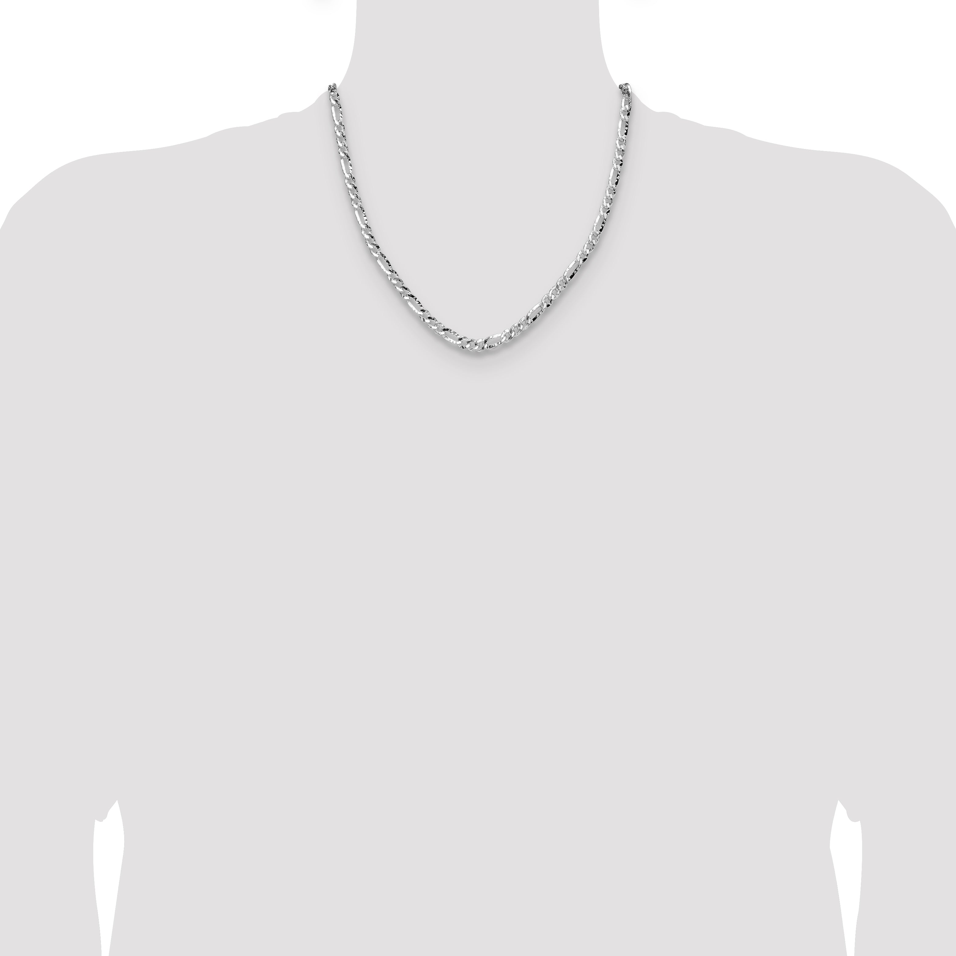 Sterling Silver 4.75mm Hammered Figaro Chain