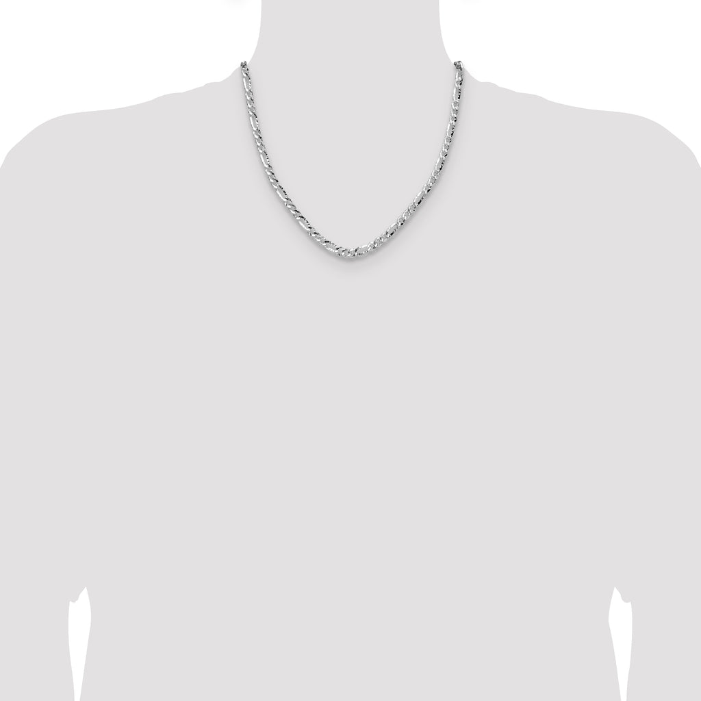 Sterling Silver 4.75mm Hammered Figaro Chain