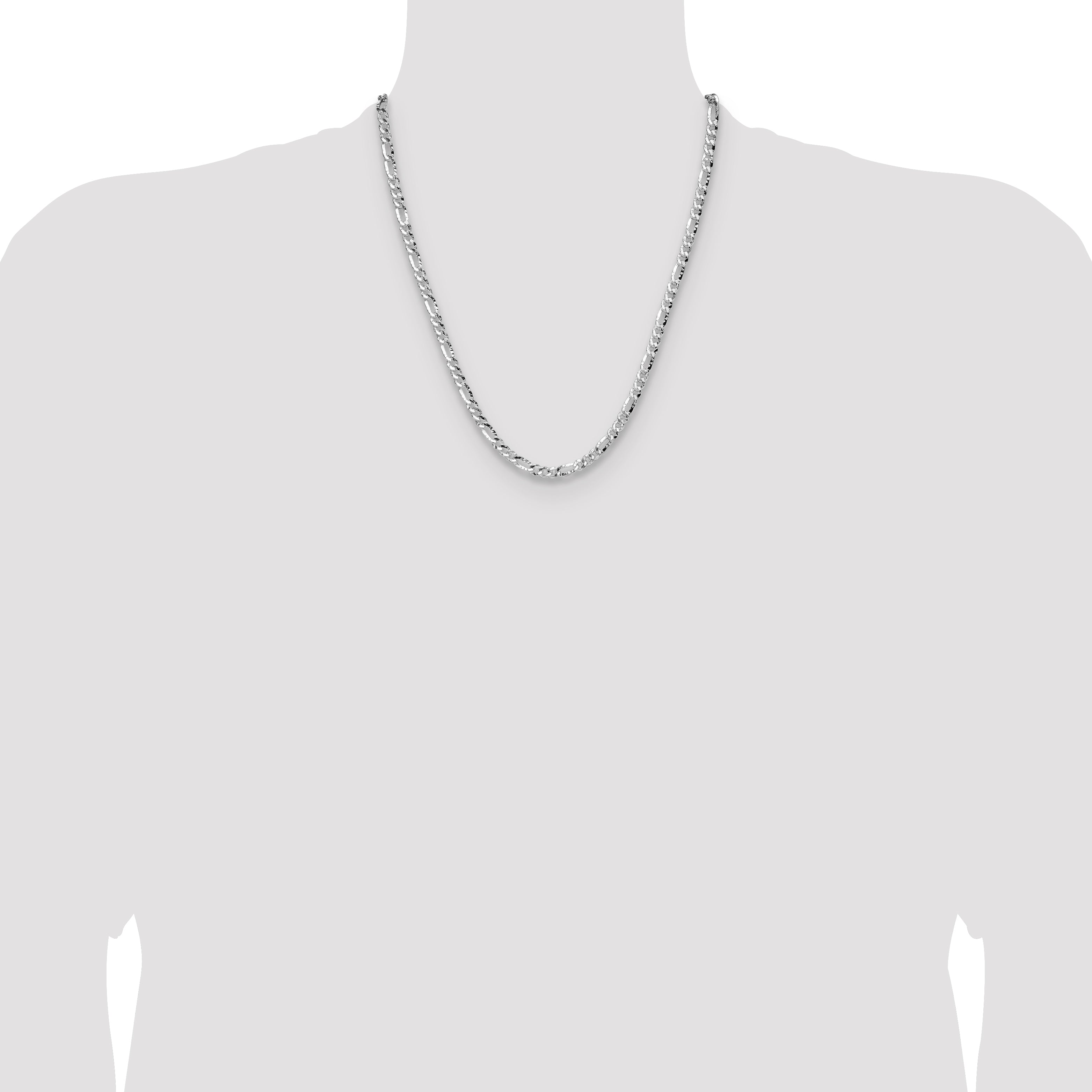 Sterling Silver 4.75mm Hammered Figaro Chain
