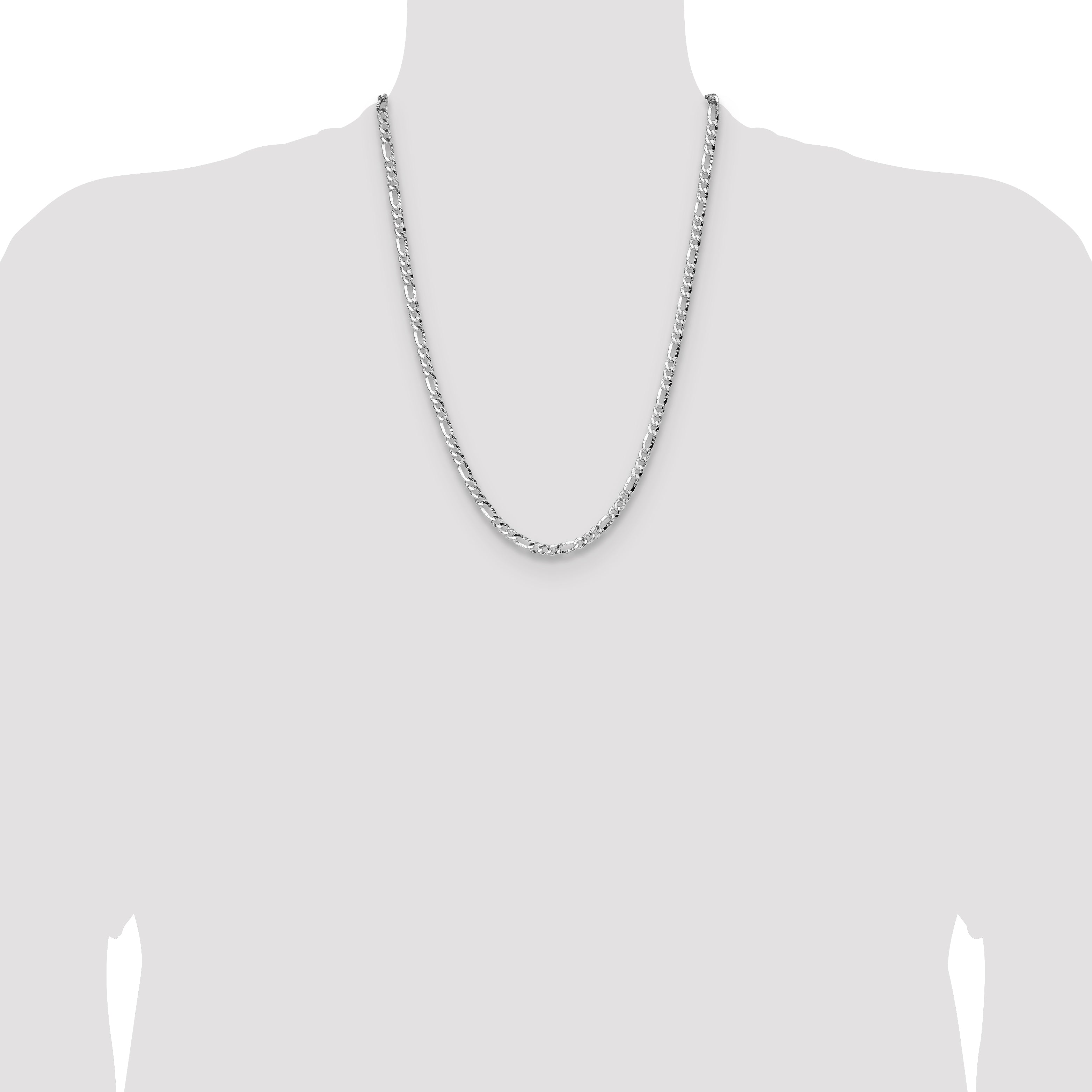 Sterling Silver 4.75mm Hammered Figaro Chain
