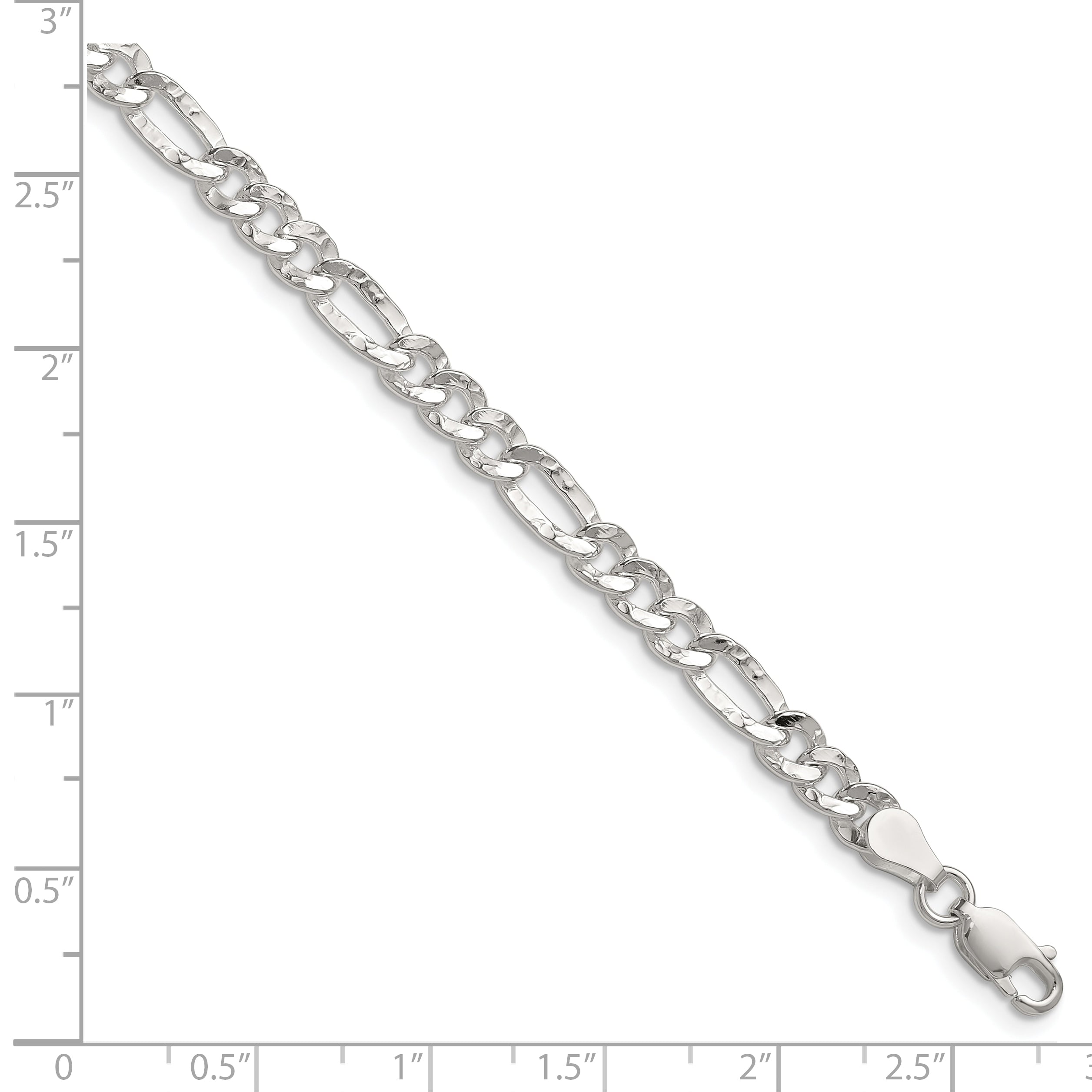 Sterling Silver 4.75mm Hammered Figaro Chain
