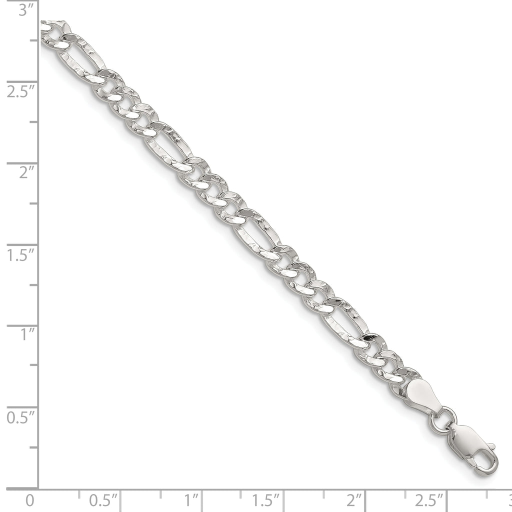 Sterling Silver 4.75mm Hammered Figaro Chain