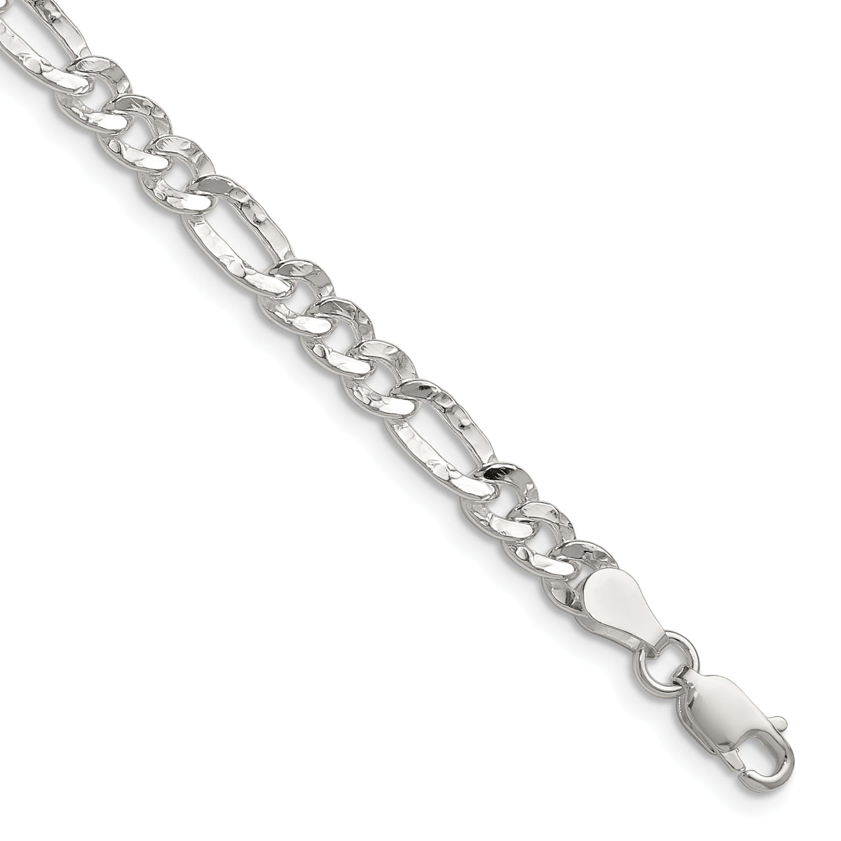 Sterling Silver 4.75mm Hammered Figaro Chain