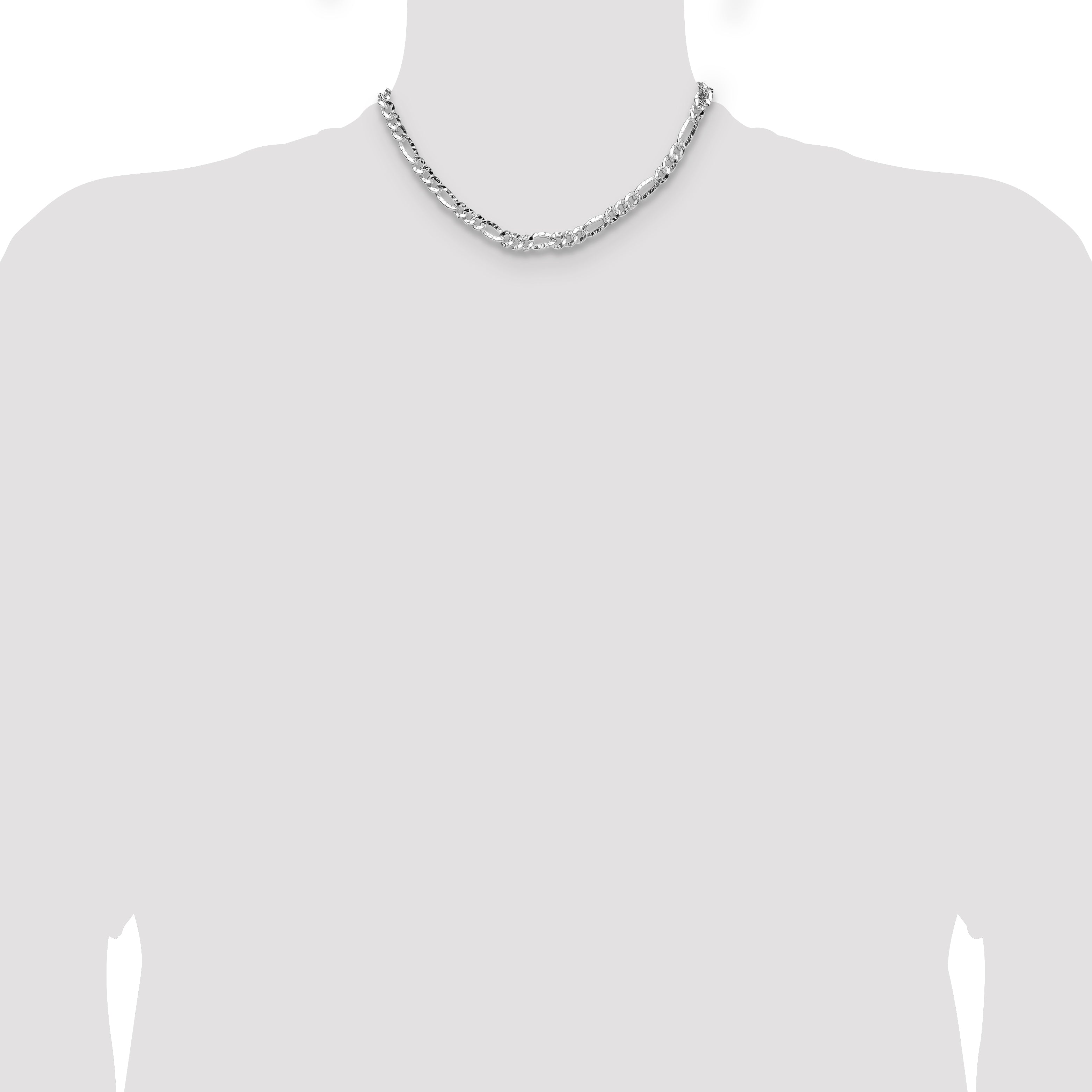 Sterling Silver 6.3mm Hammered Figaro Chain