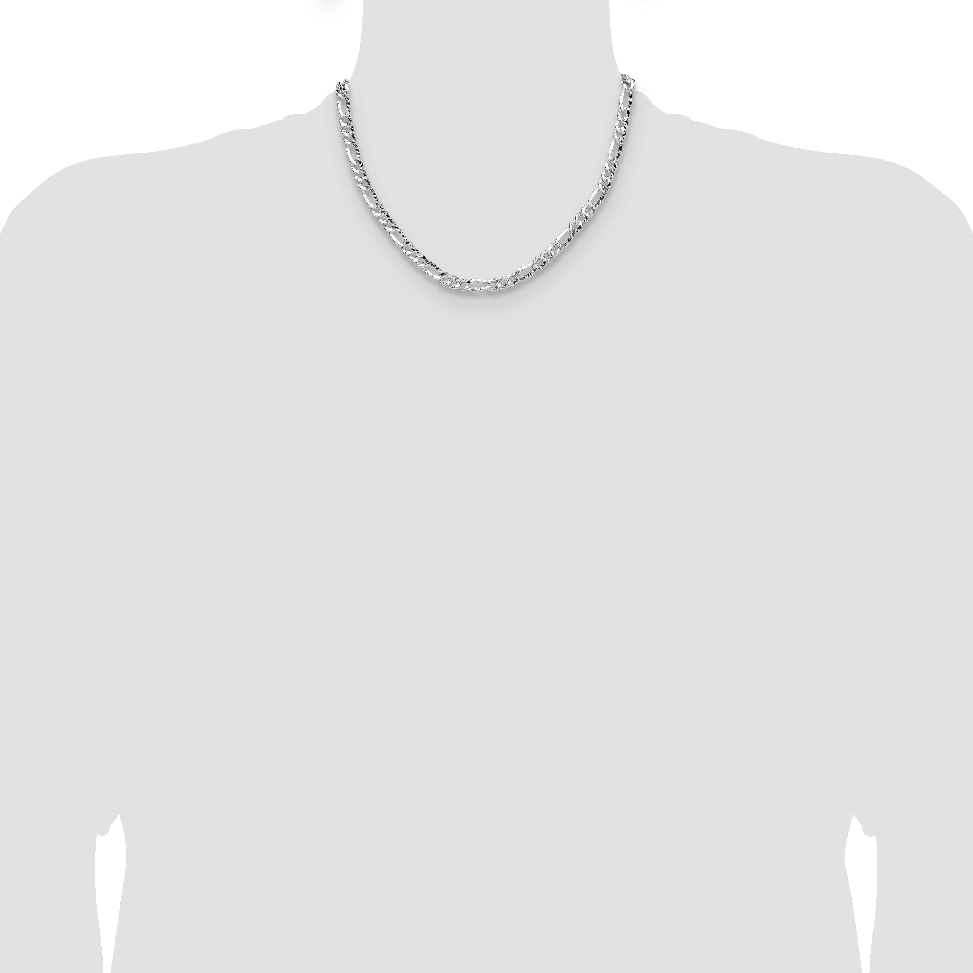 Sterling Silver 6.3mm Hammered Figaro Chain