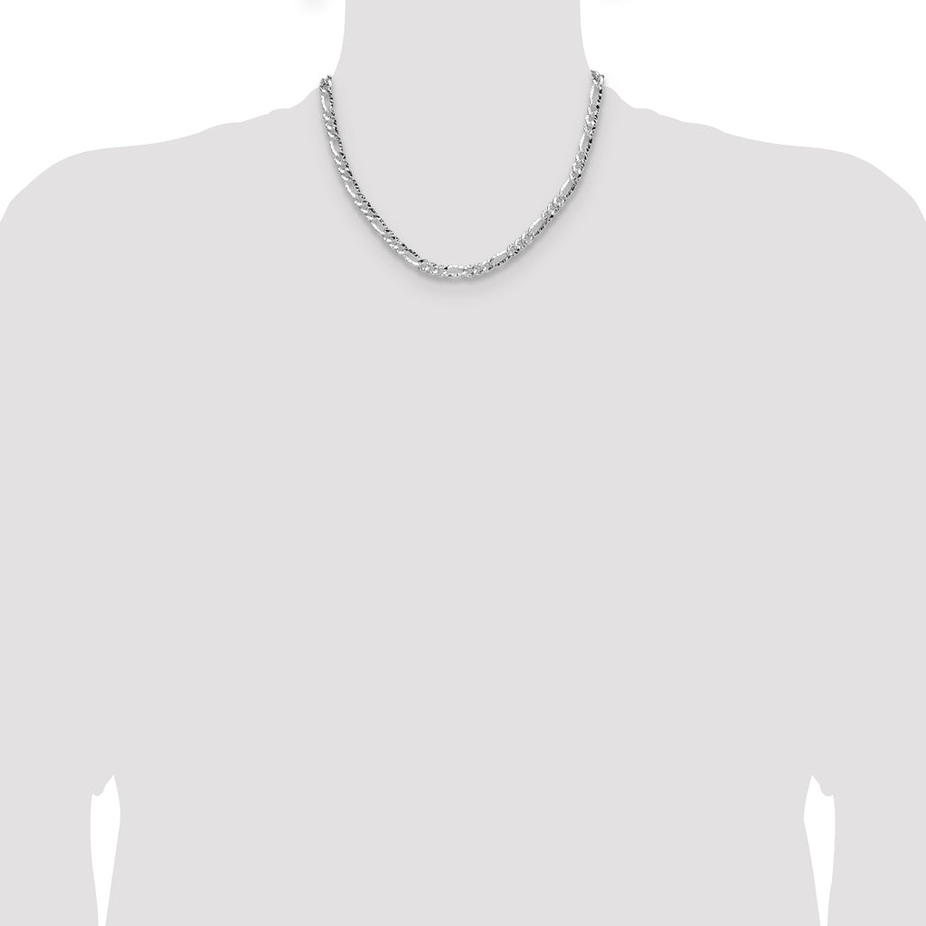 Sterling Silver 6.3mm Hammered Figaro Chain