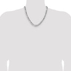 Sterling Silver 7.6mm Hammered Figaro Chain