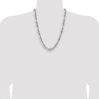Sterling Silver 7.6mm Hammered Figaro Chain