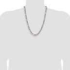 Sterling Silver 7.6mm Hammered Figaro Chain