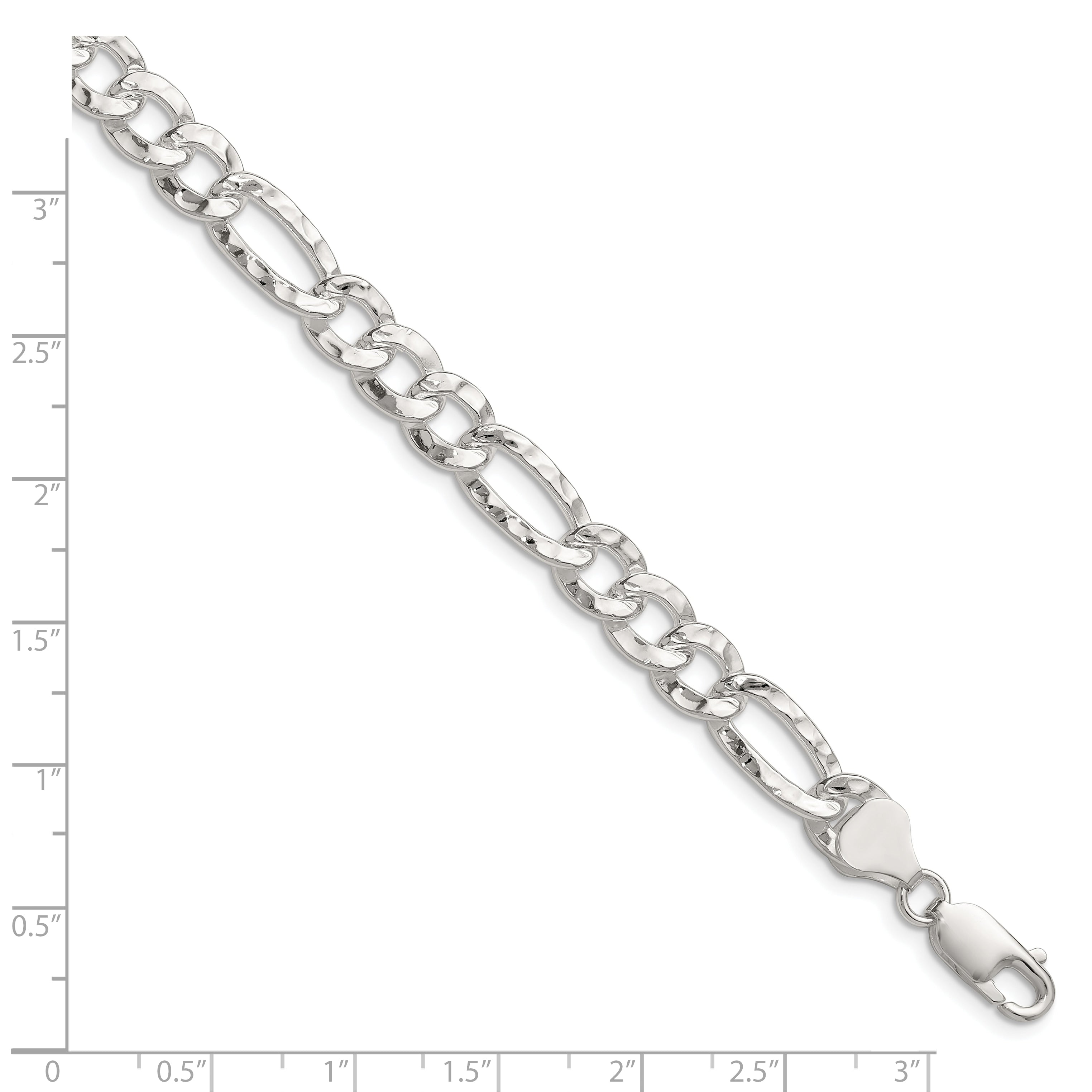 Sterling Silver 7.6mm Hammered Figaro Chain Secondary image