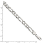 Sterling Silver 7.6mm Hammered Figaro Chain
