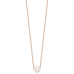 Sterling Silver Rose-tone 10-11mm White Near-Round Freshwater Cultured Pearl 17 inch Necklace