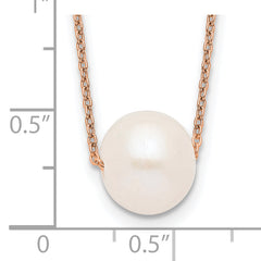 Sterling Silver Rose-tone 10-11mm White Near-Round Freshwater Cultured Pearl 17 inch Necklace